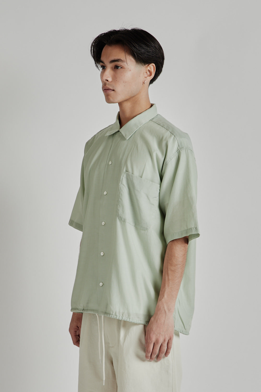 Nanamica Open Collar S/S Shirt - Coral Green | Wallace Mercantile Shop