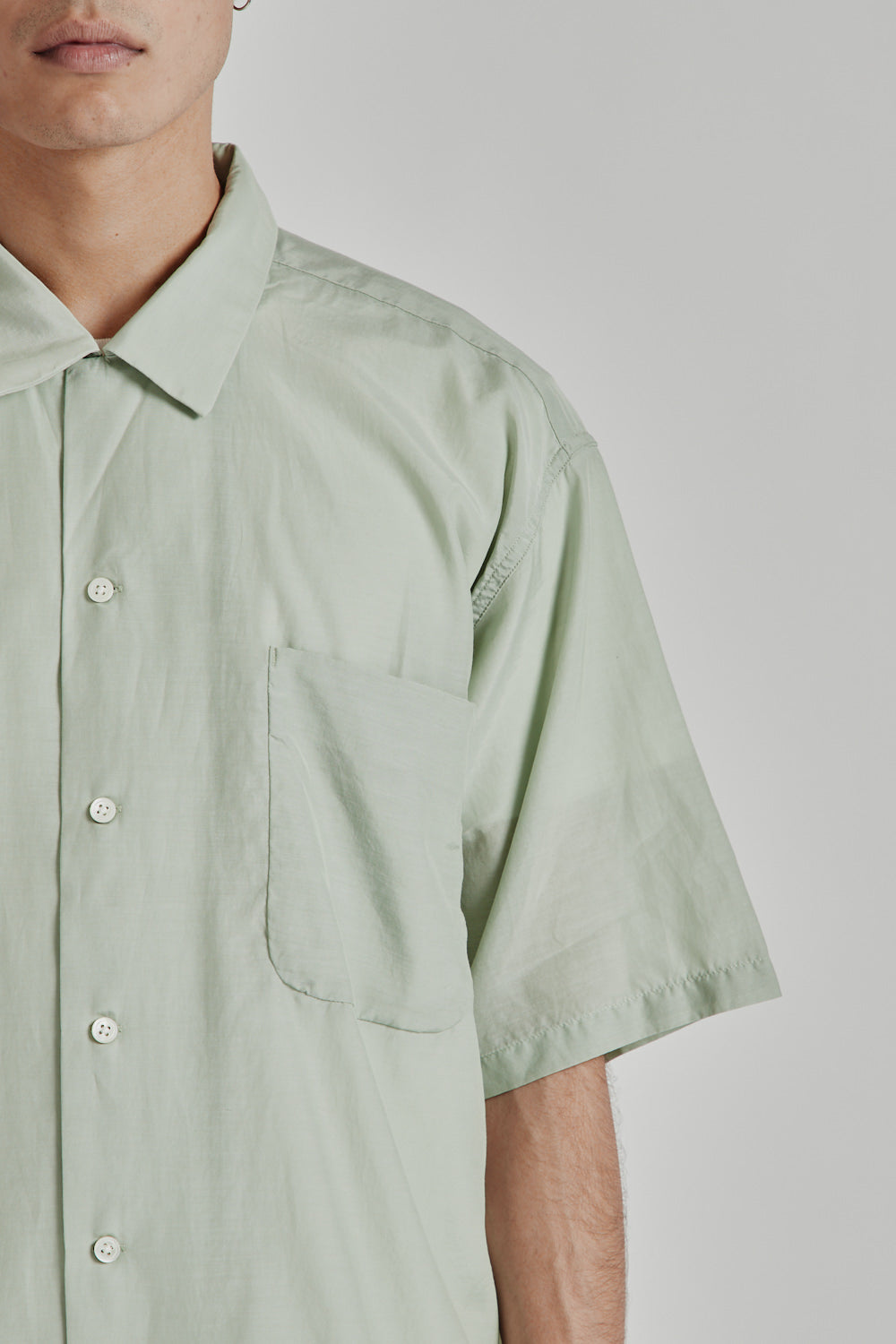 Nanamica Open Collar S/S Shirt - Coral Green | Wallace Mercantile Shop