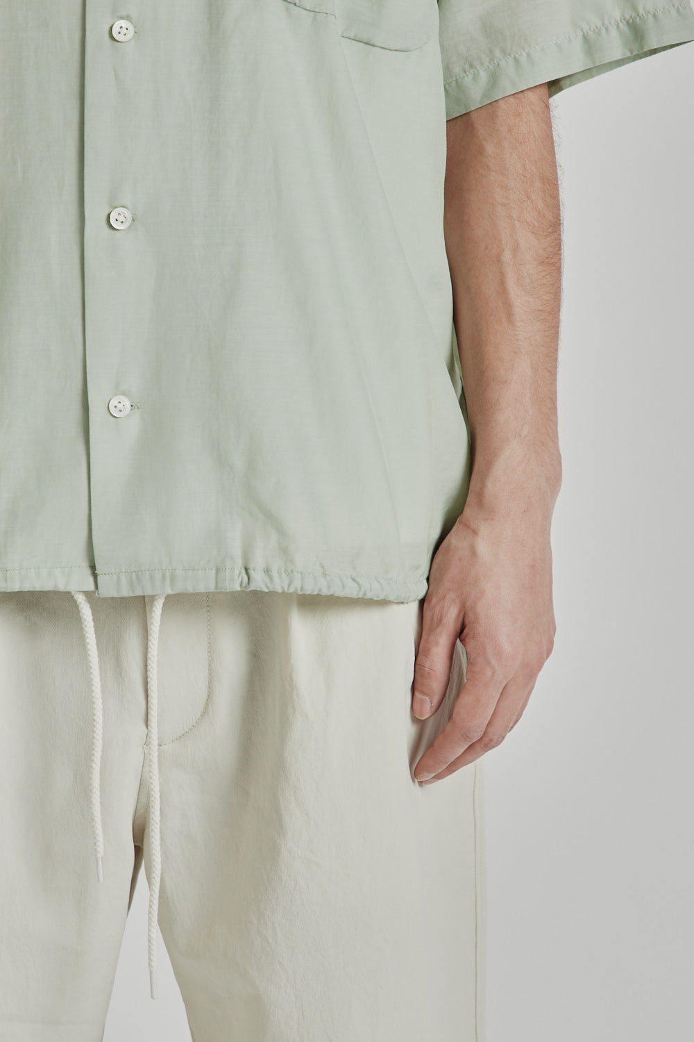Nanamica Open Collar S/S Shirt - Coral Green | Wallace Mercantile Shop