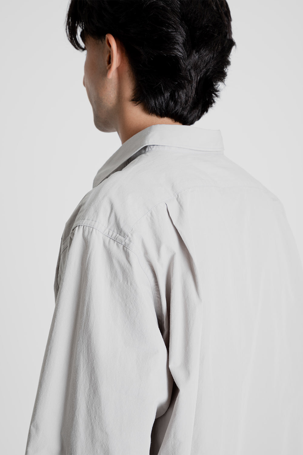 Regular Collar Wind Shirt - Light Gray