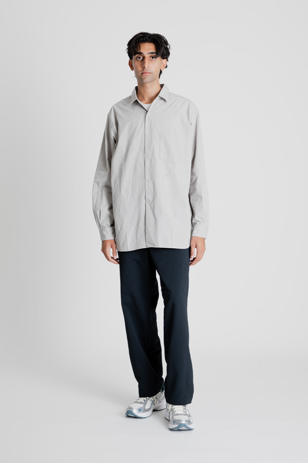 Nanamica Regular Collar Wind Shirt in Light Gray