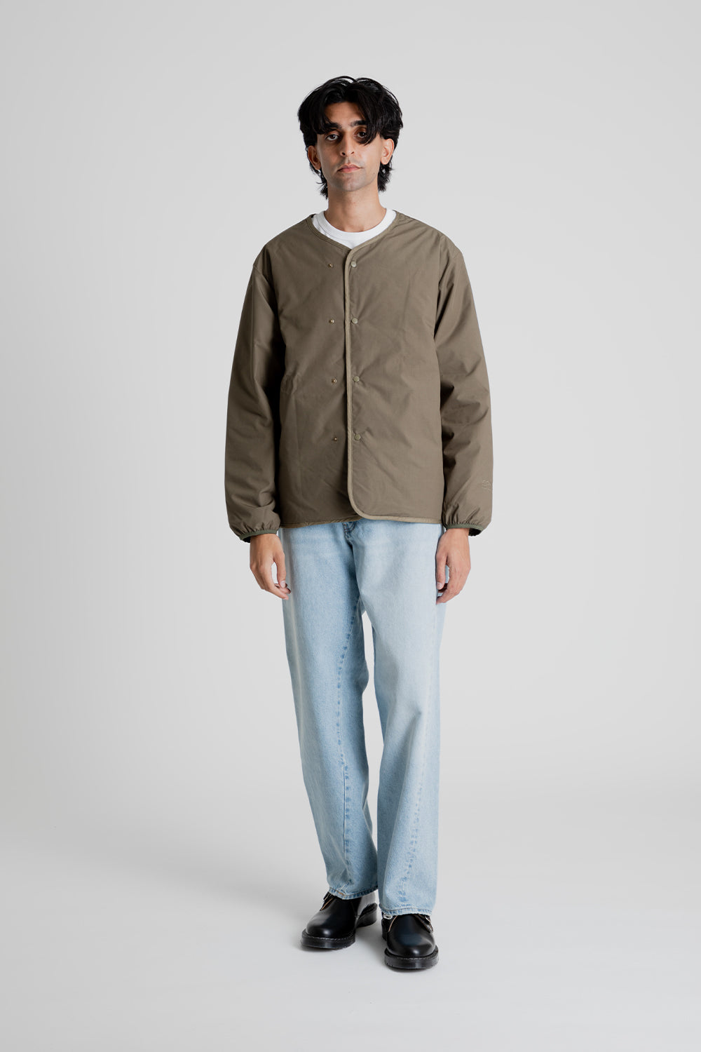 Nanamica Reversible Down Cardigan in Khaki Beige | Wallace