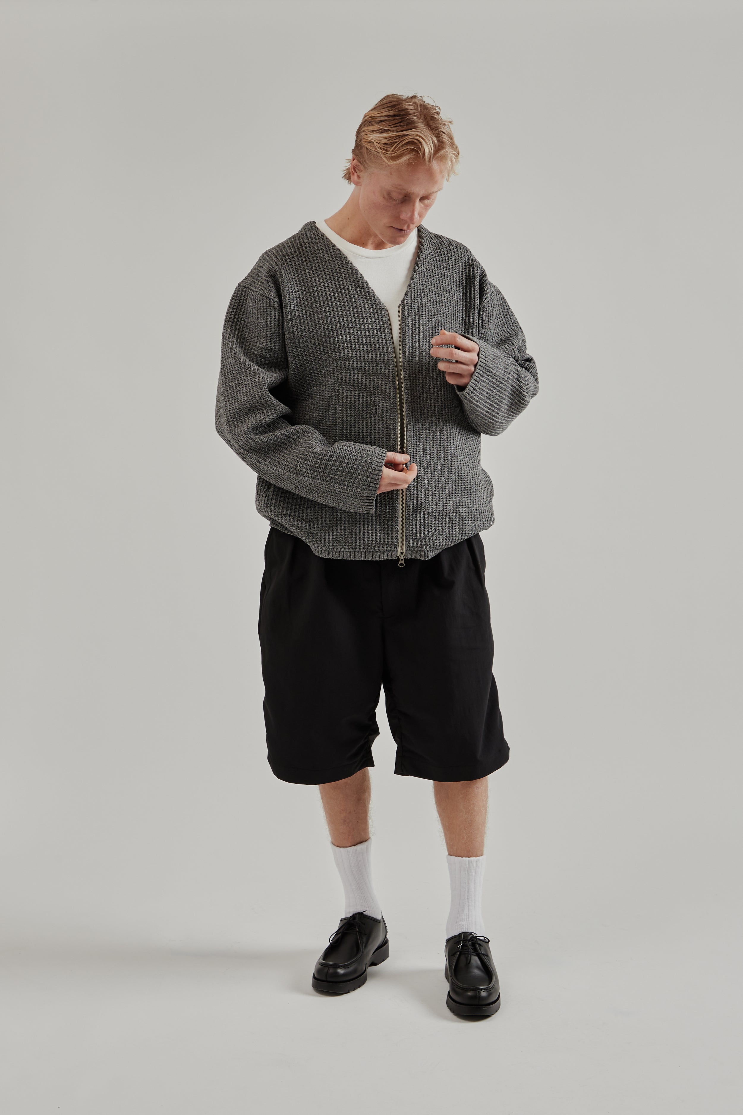 Nanamica 5G Zip Cardigan - Heather Gray | Wallace Mercantile Shop