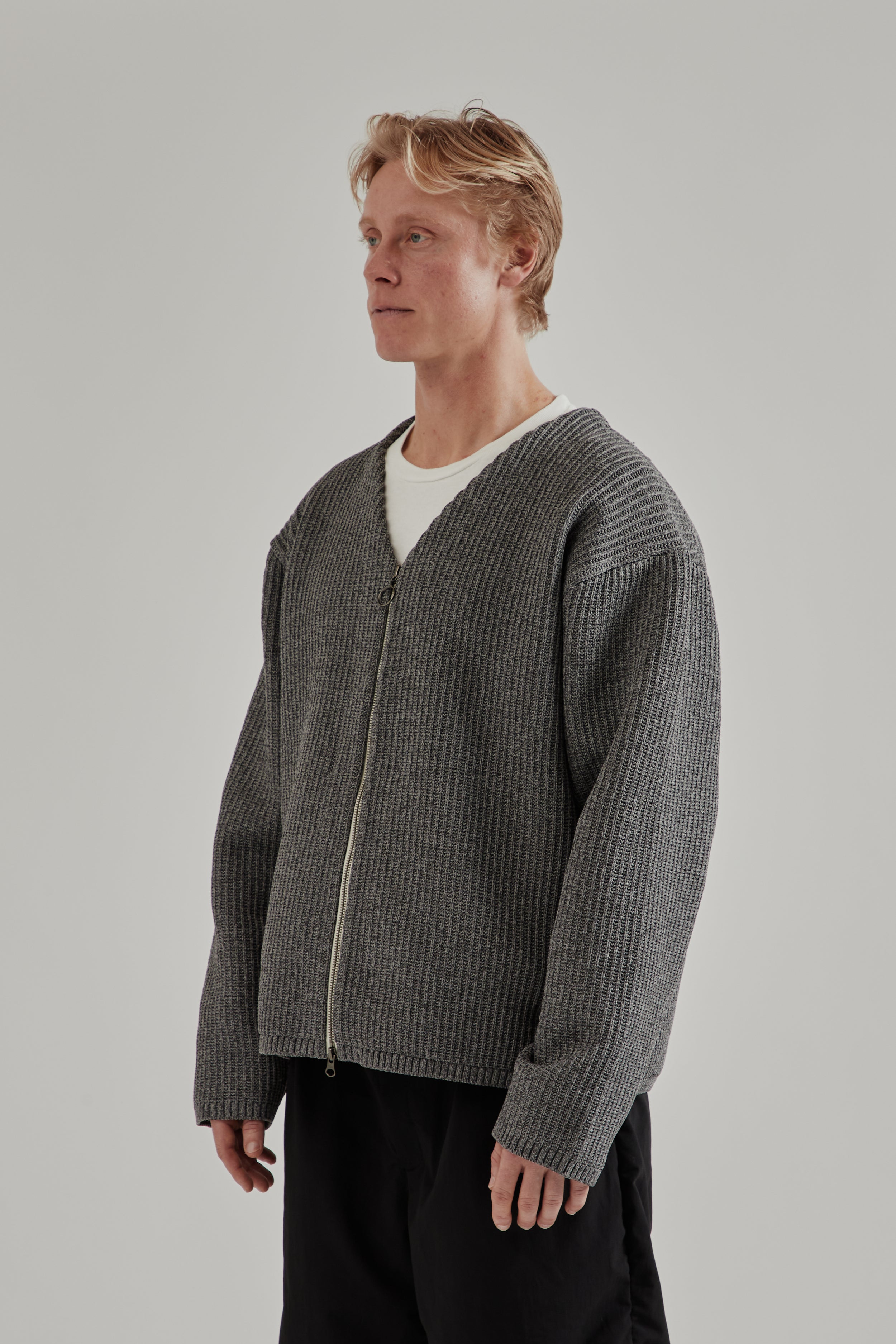 Nanamica 5G Zip Cardigan - Heather Gray | Wallace Mercantile Shop