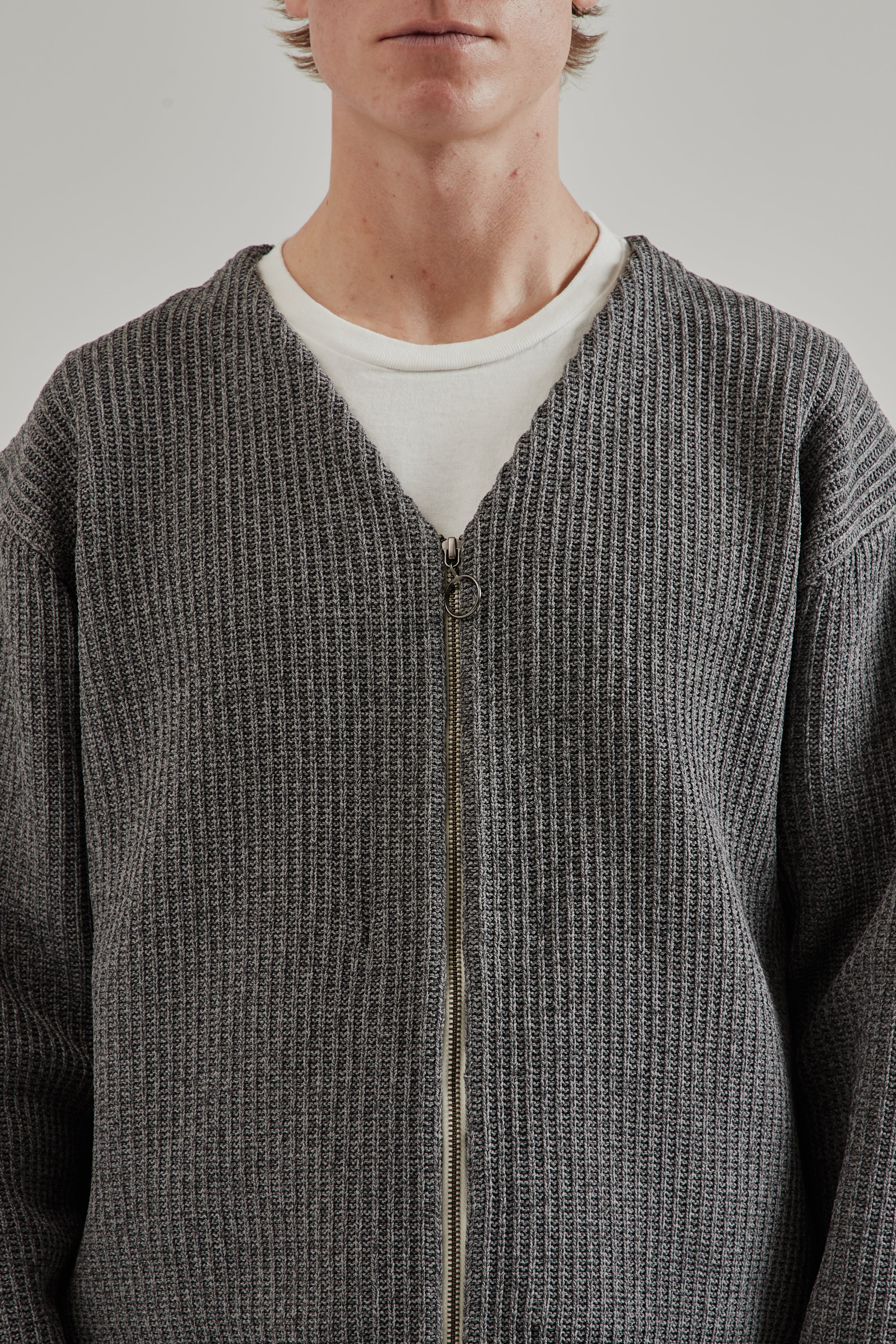 Nanamica 5G Zip Cardigan - Heather Gray | Wallace Mercantile Shop