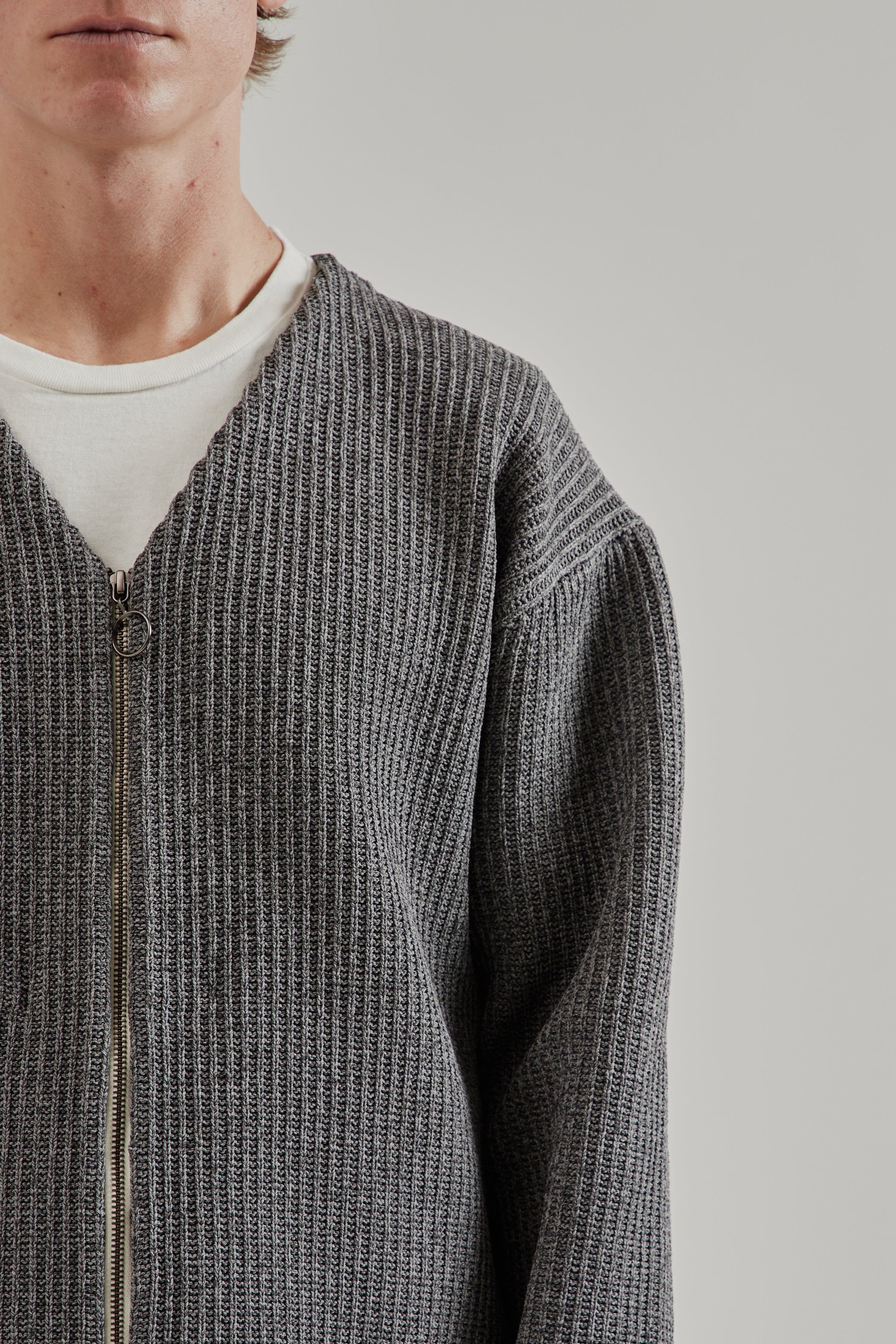 Nanamica 5G Zip Cardigan - Heather Gray | Wallace Mercantile Shop
