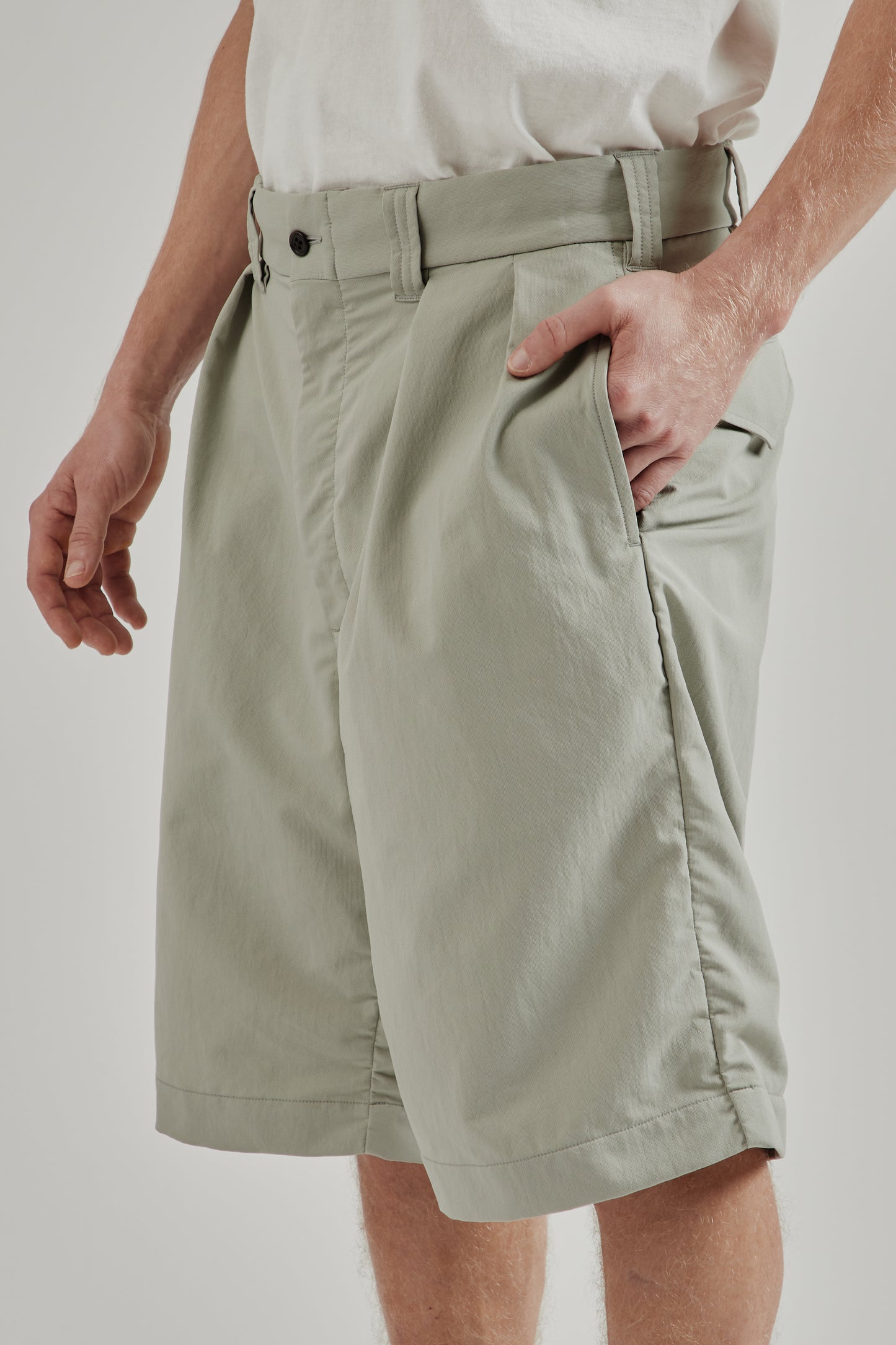 Nanamica SS26 Alphadry Double Pleat Shorts Light Khaki 7