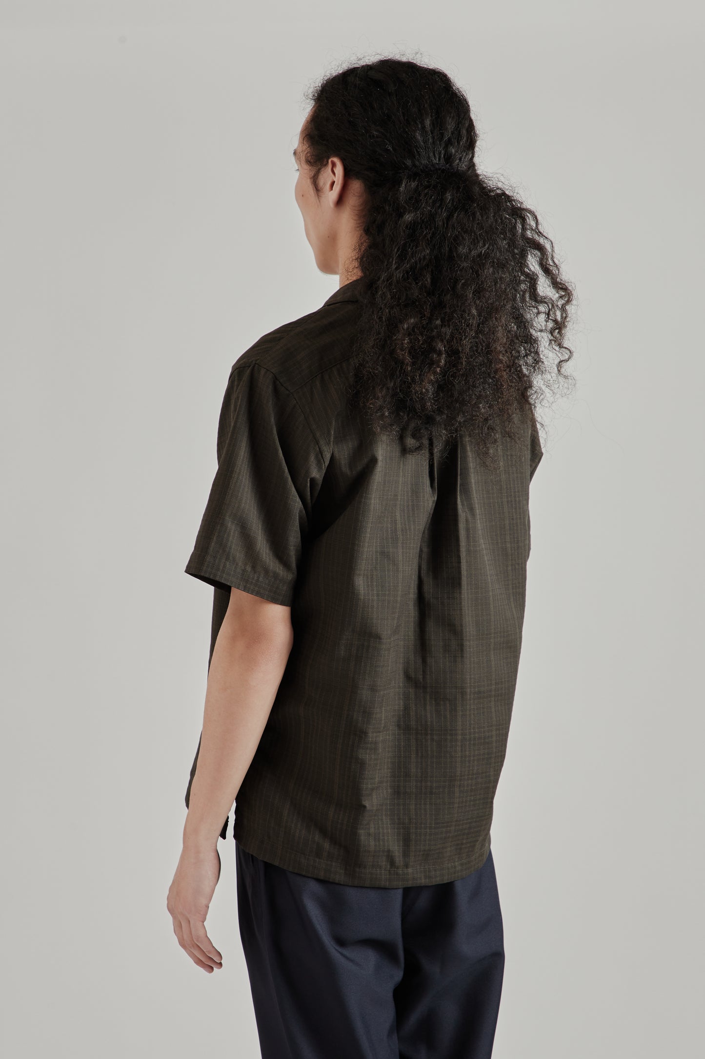 Nanamica SS26 Open Collar Panama Short Sleeve Shirt Charcoal1738