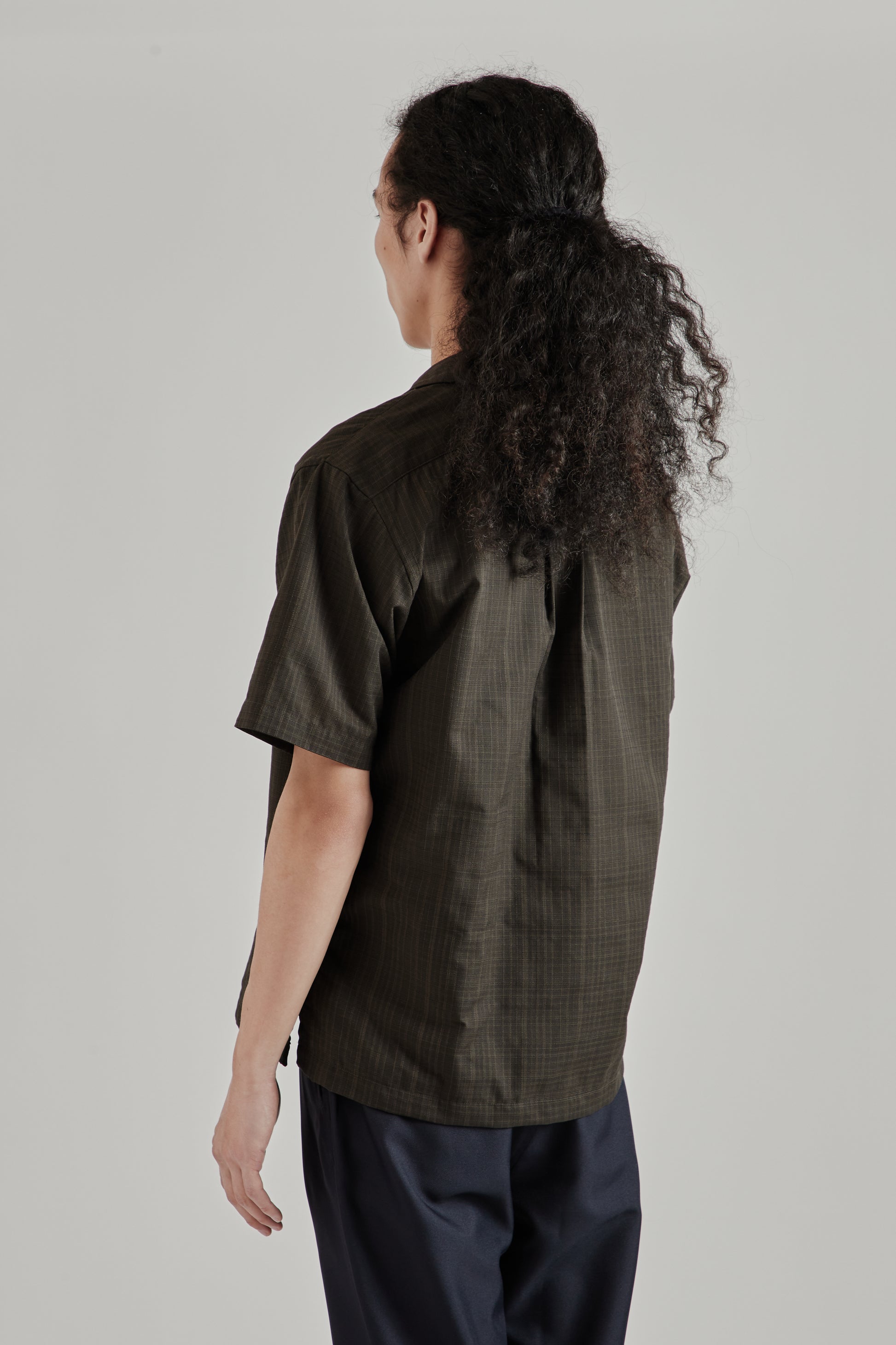 Nanamica SS26 Open Collar Panama Short Sleeve Shirt Charcoal1738