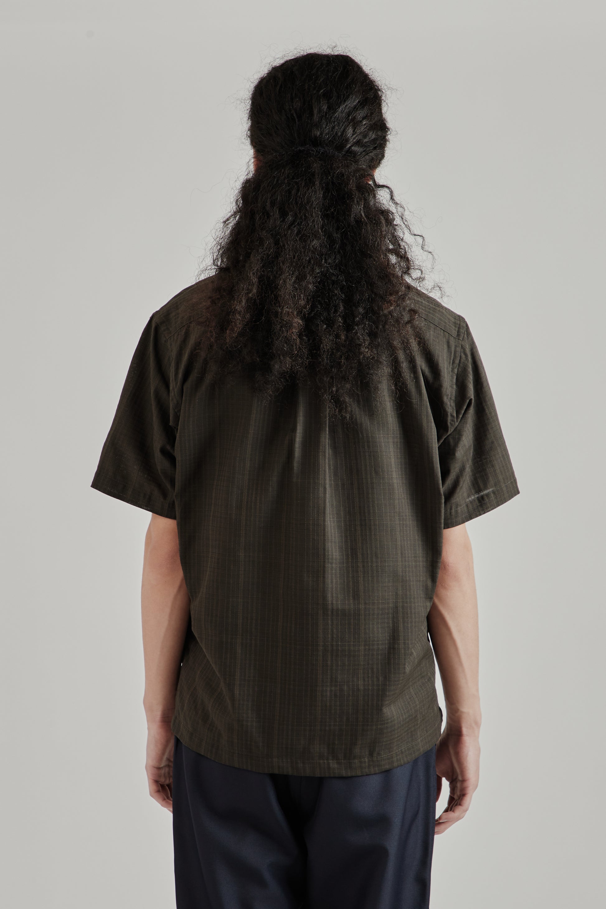 Nanamica SS26 Open Collar Panama Short Sleeve Shirt Charcoal1742