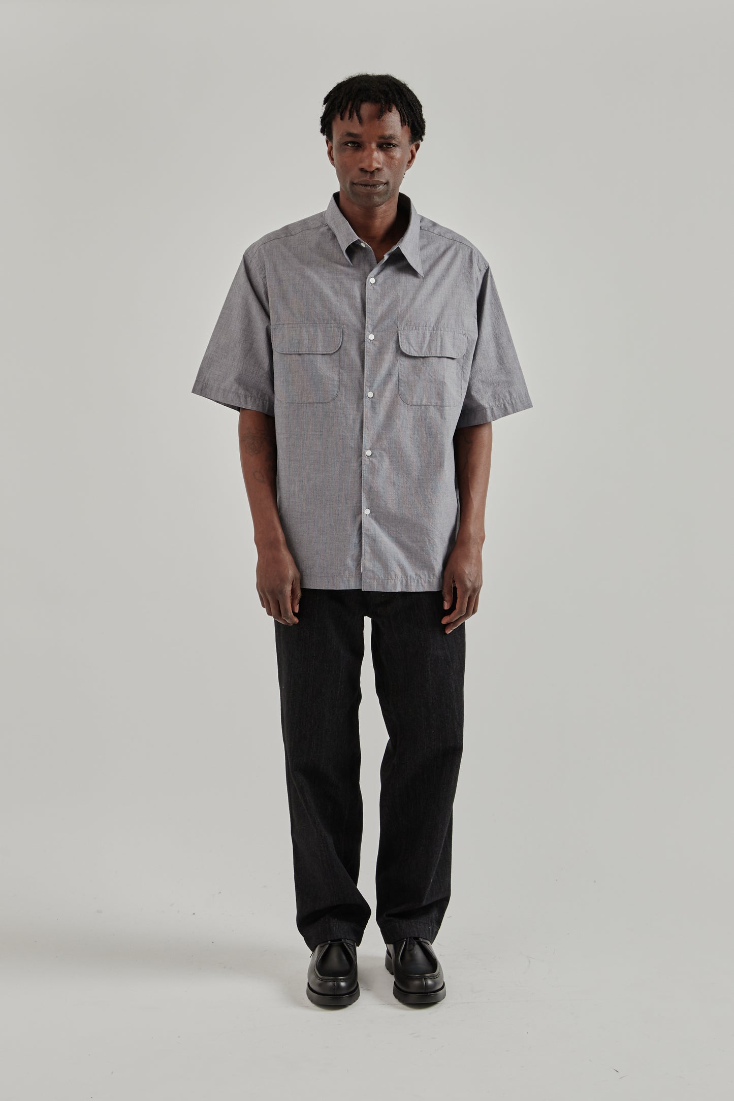 Nanamica SS26 Regular Collar Short Sleeve Shirt Navy1575
