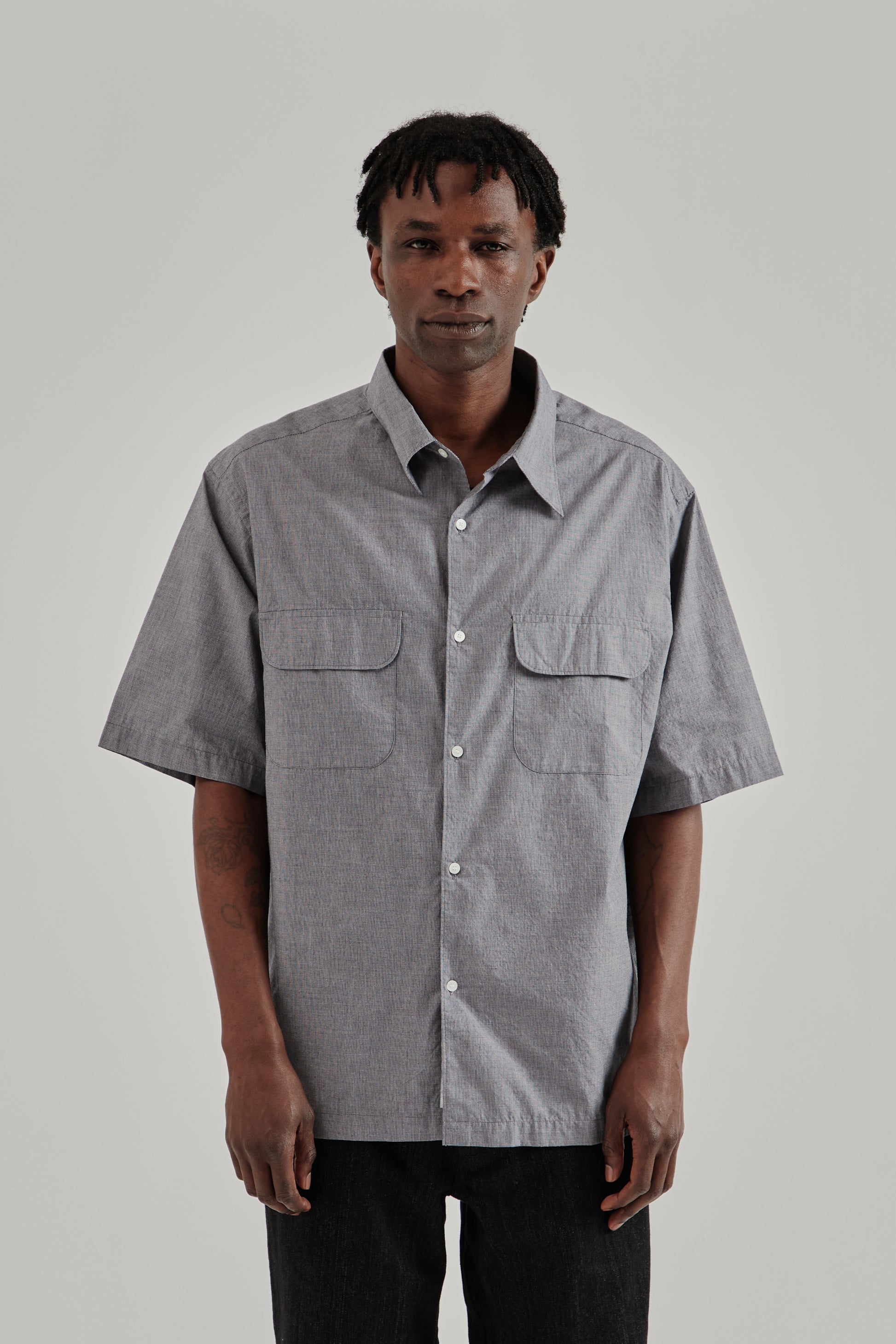 Nanamica SS26 Regular Collar Short Sleeve Shirt Navy1576
