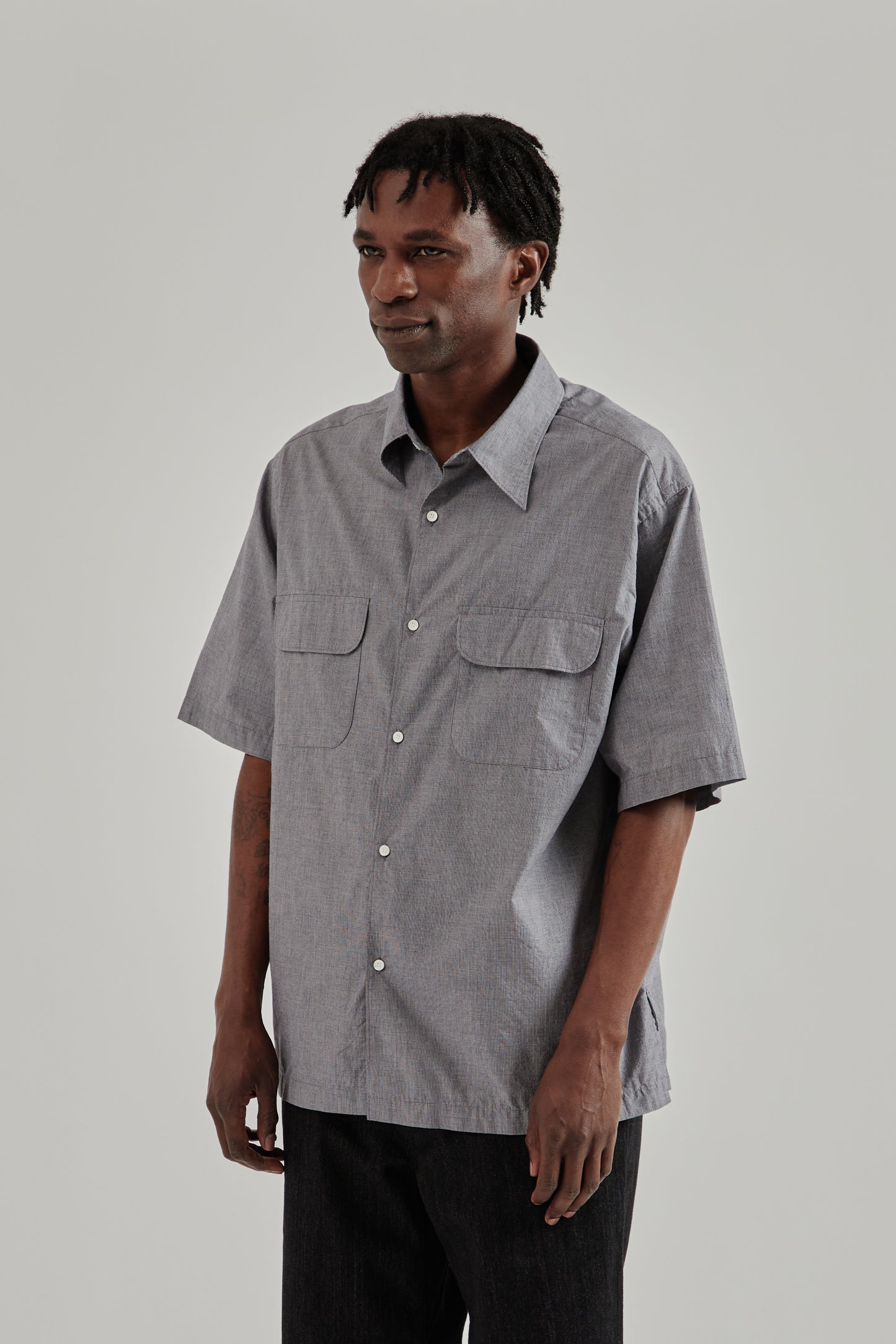 Nanamica SS26 Regular Collar Short Sleeve Shirt Navy1580