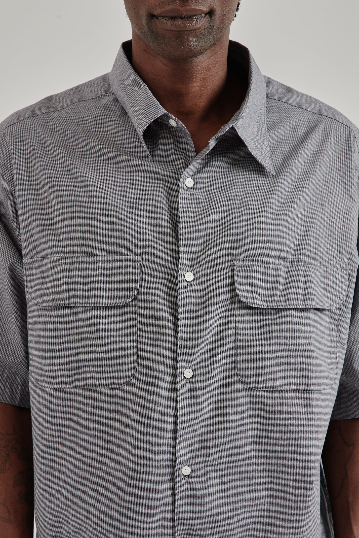Nanamica SS26 Regular Collar Short Sleeve Shirt Navy1587
