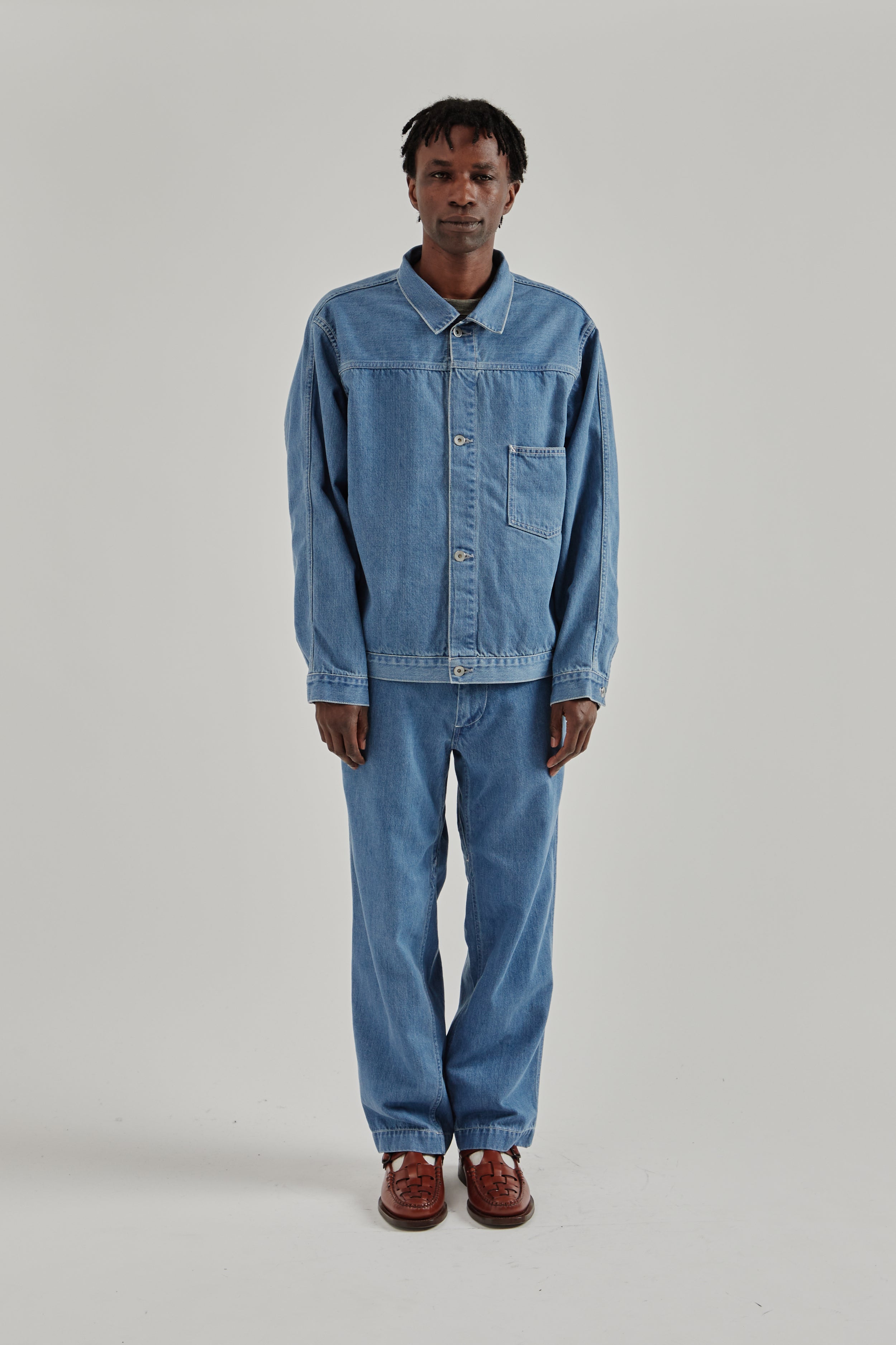Nanamica Short Denim Jacket - Light Indigo | Wallace Mercantile Shop