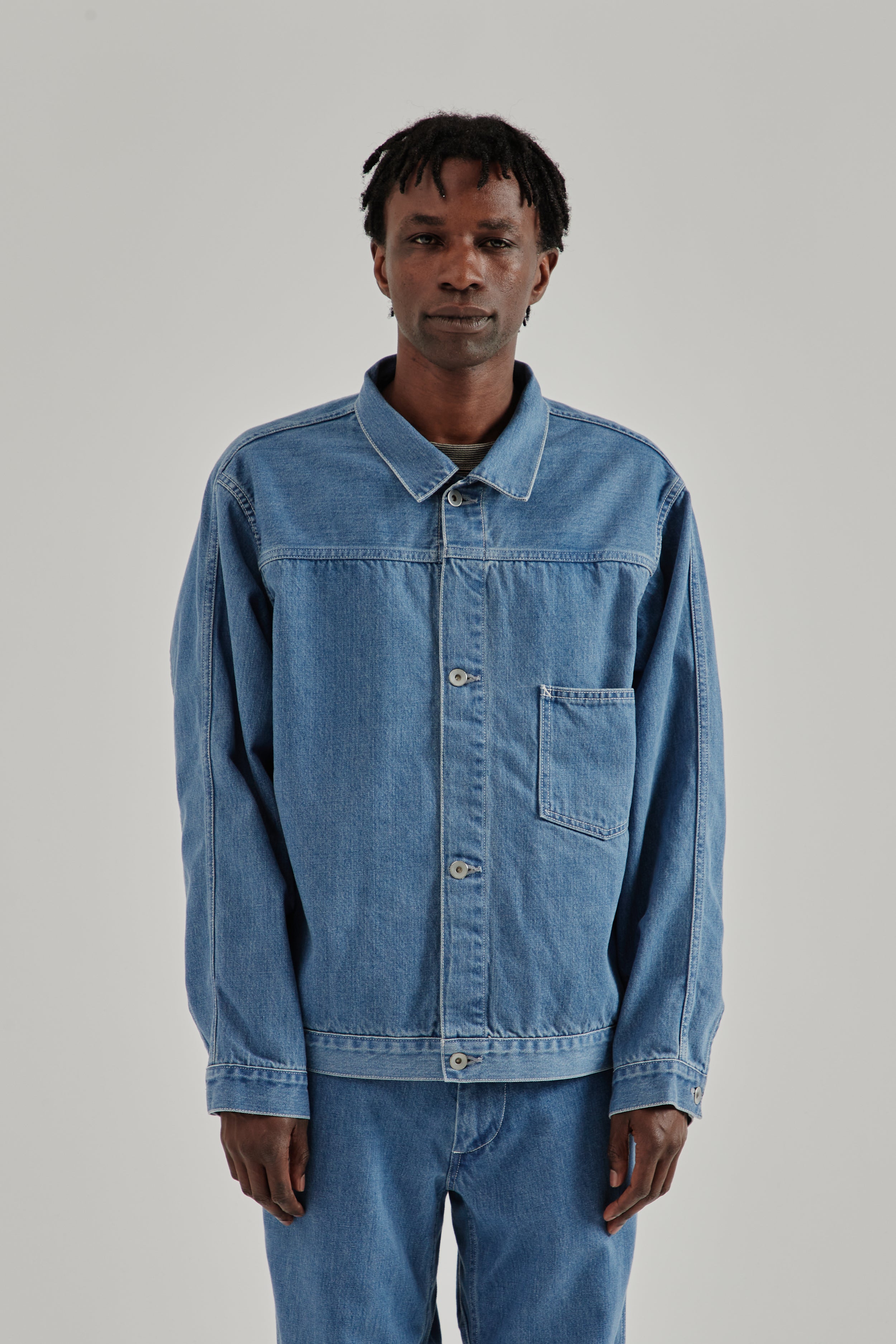 Nanamica Short Denim Jacket - Light Indigo | Wallace Mercantile Shop