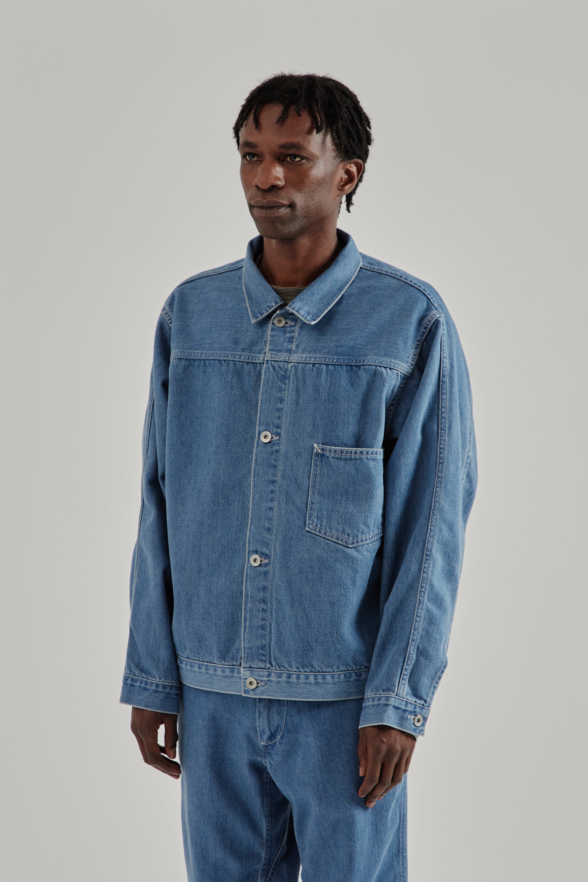 Nanamica Short Denim Jacket - Light Indigo | Wallace Mercantile Shop