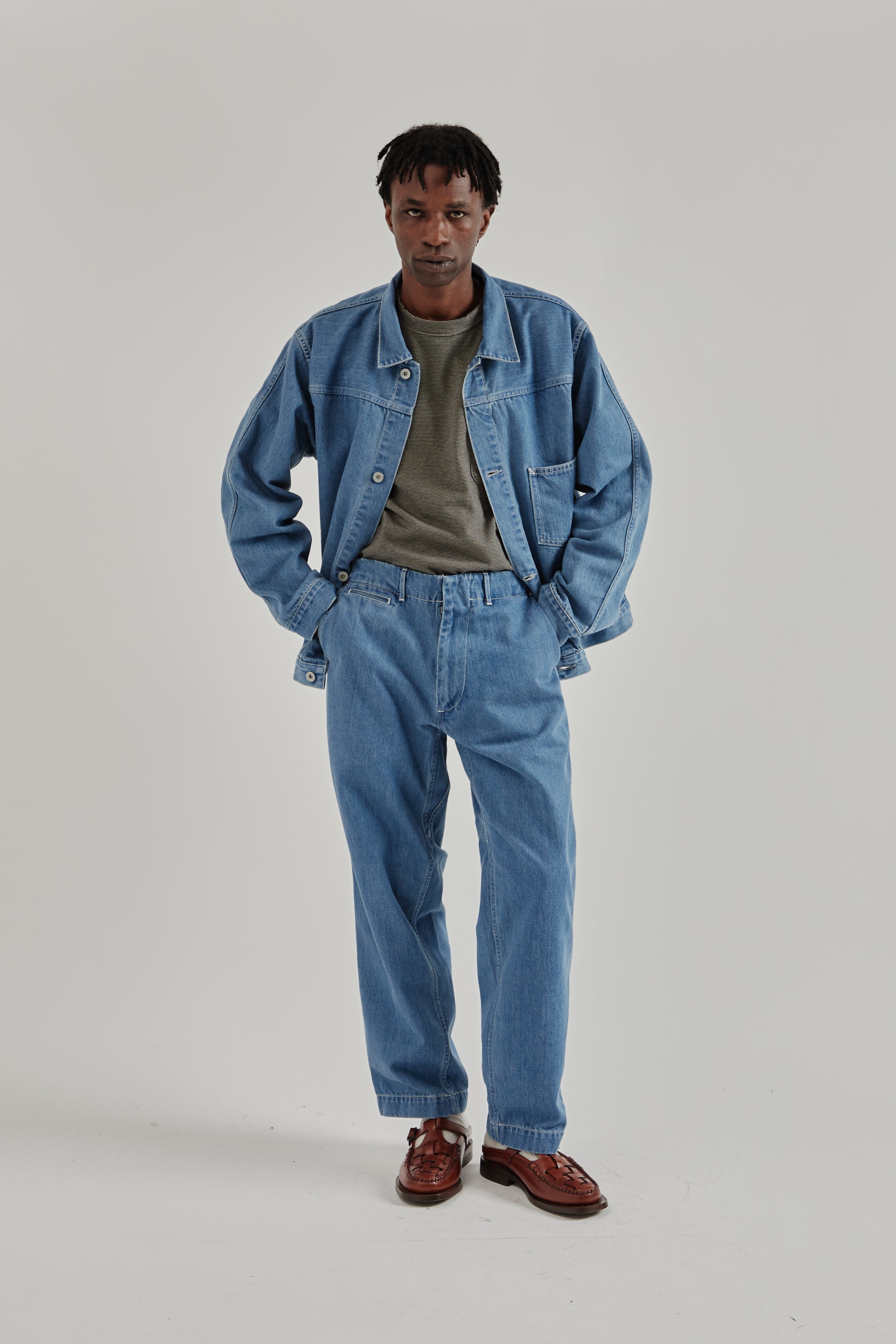 Nanamica Short Denim Jacket - Light Indigo | Wallace Mercantile Shop