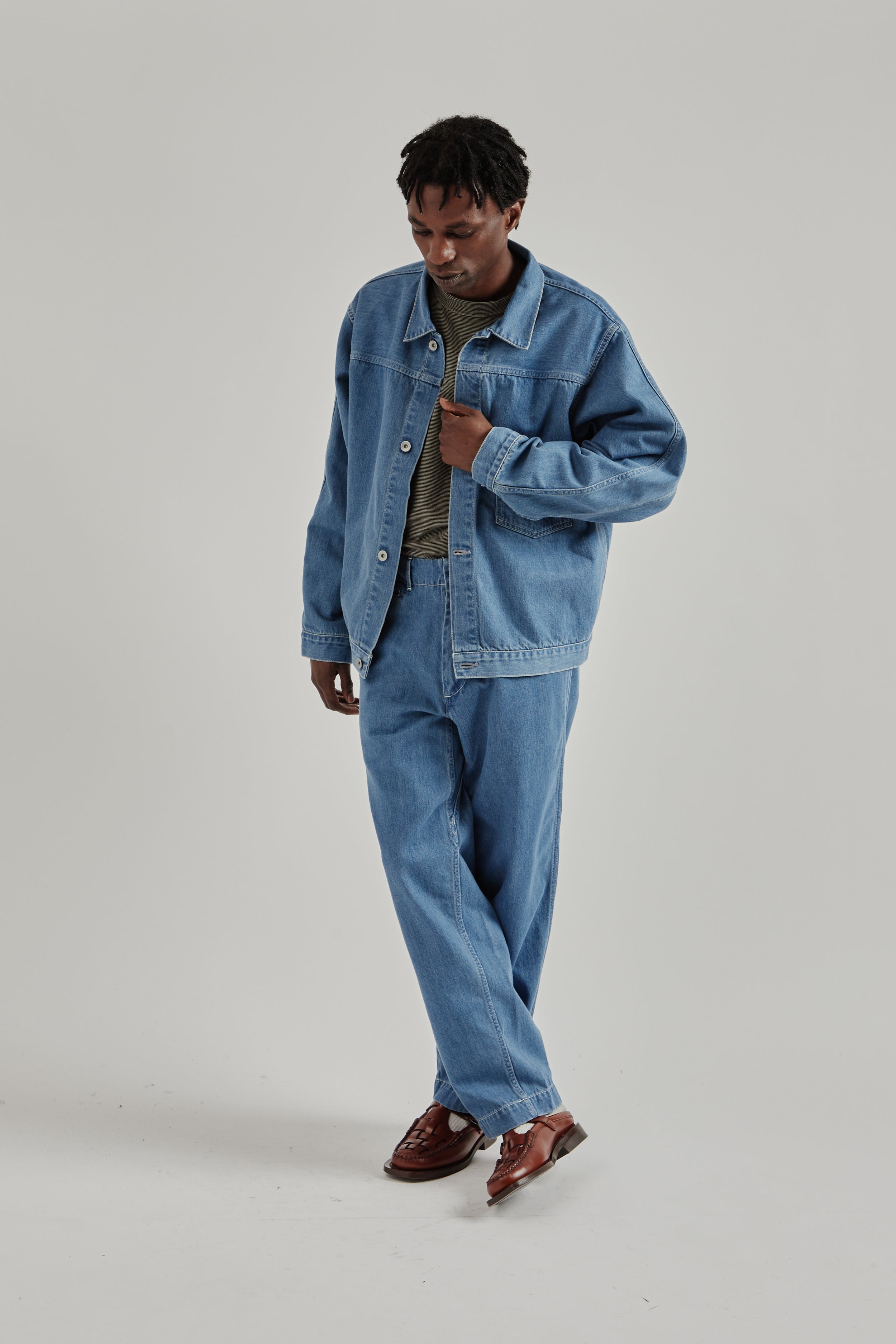 Nanamica Short Denim Jacket - Light Indigo | Wallace Mercantile Shop