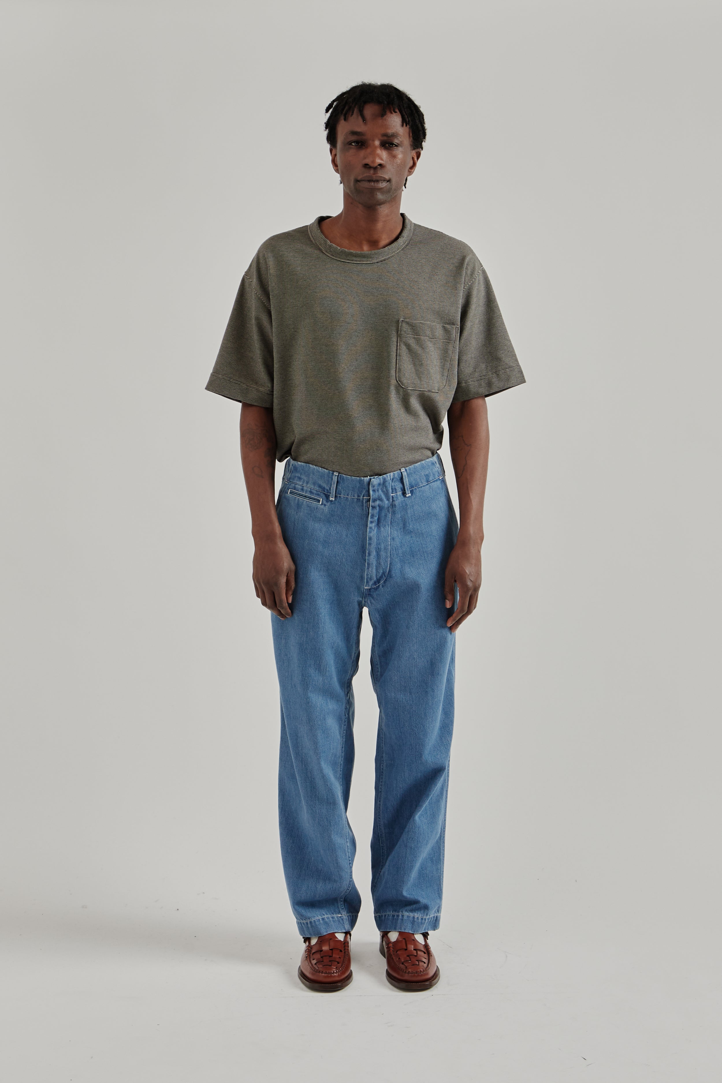 Nanamica Wide Denim Pants Light Indigo | Wallace Mercantile