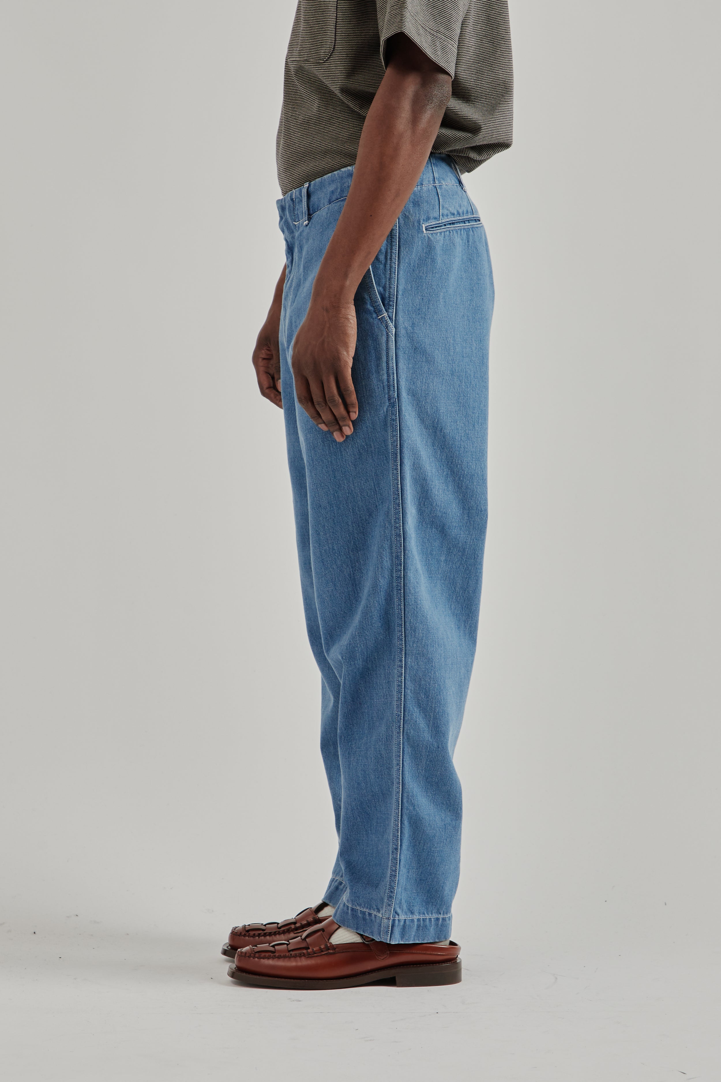 Nanamica Wide Denim Pants Light Indigo | Wallace Mercantile