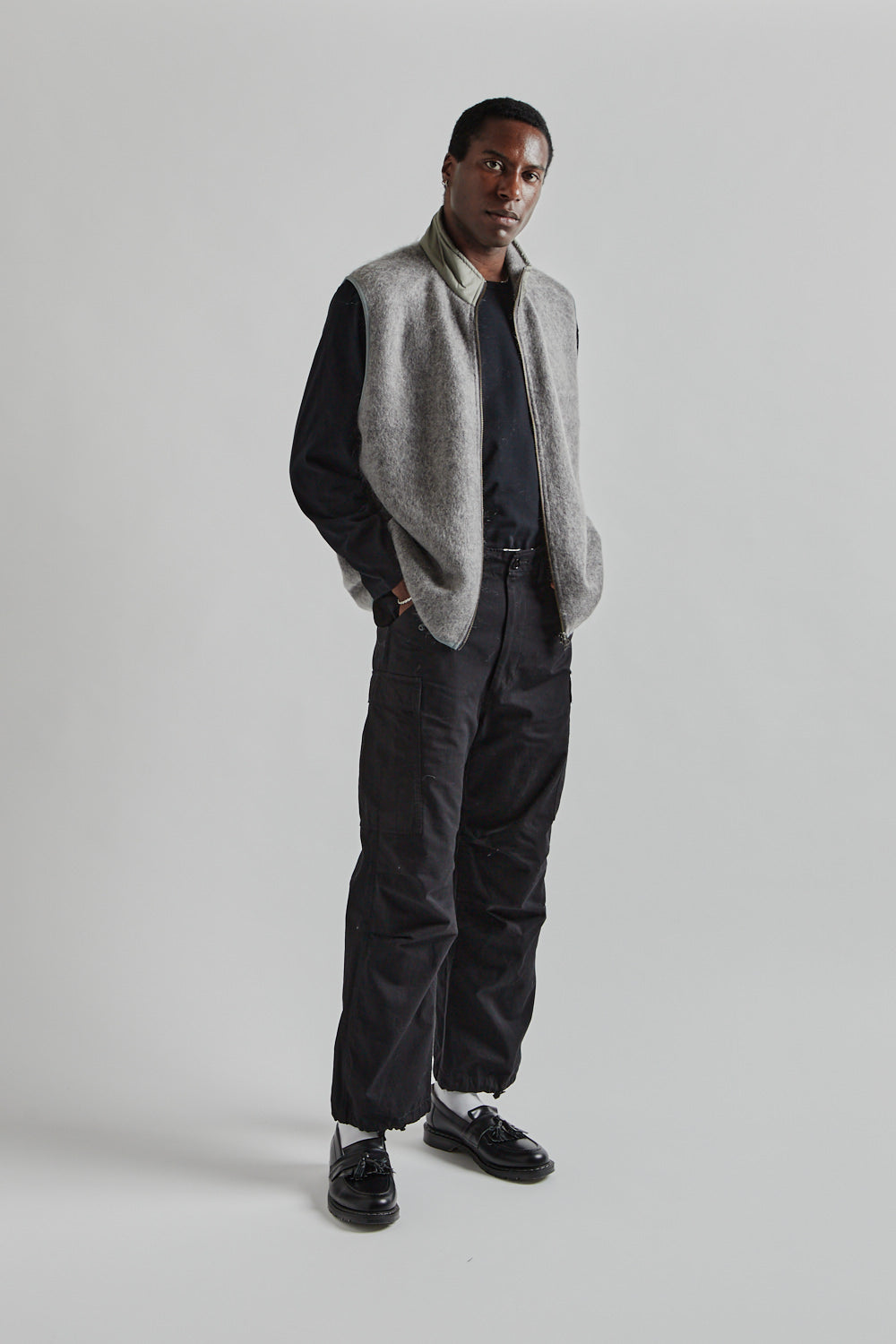 Nanamica Zip-Up Mohair Vest - Heather Gray | Wallace