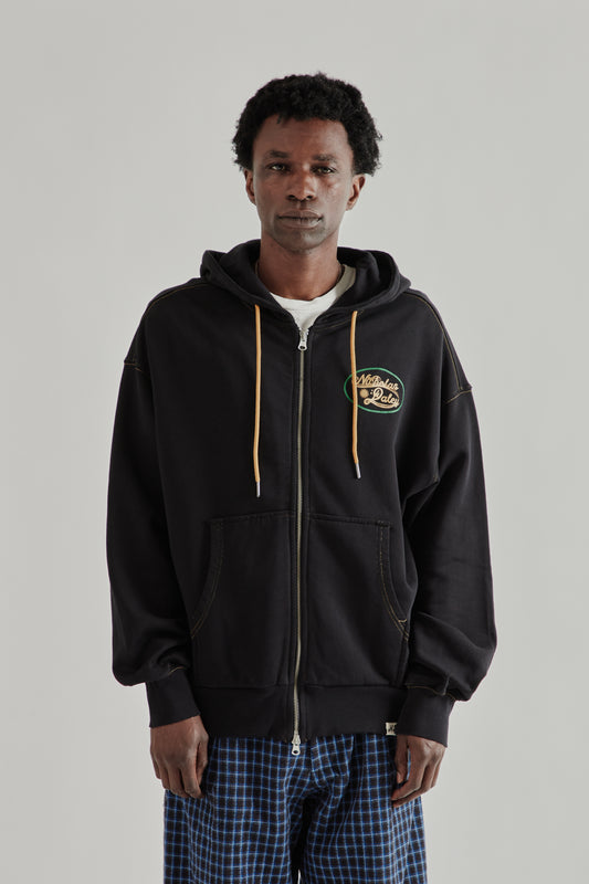 Roots Zip Up Hoodie - Black