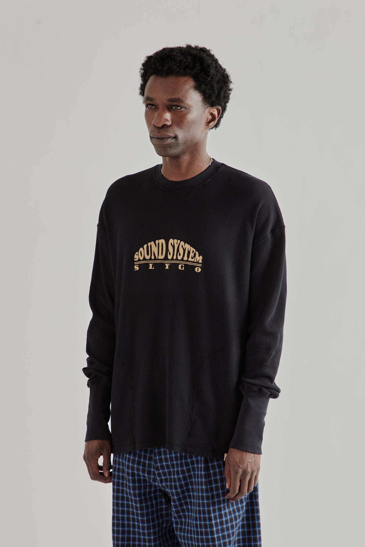 Slygo Waffle Crewneck - Black