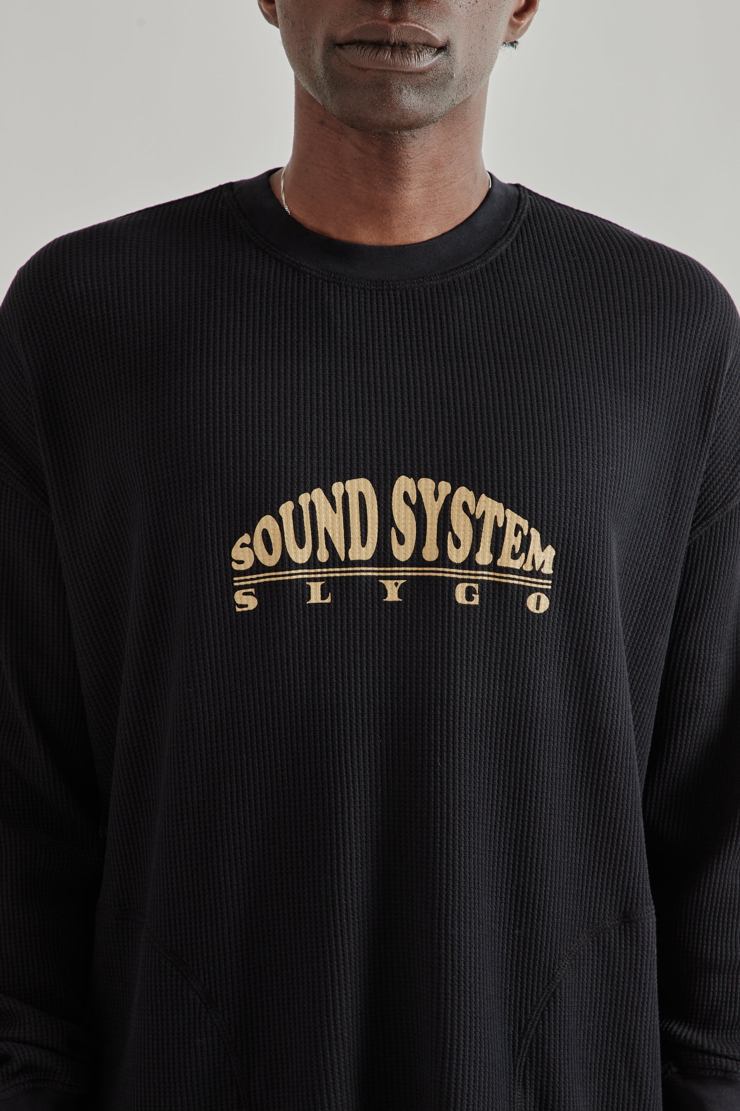 Slygo Waffle Crewneck - Black