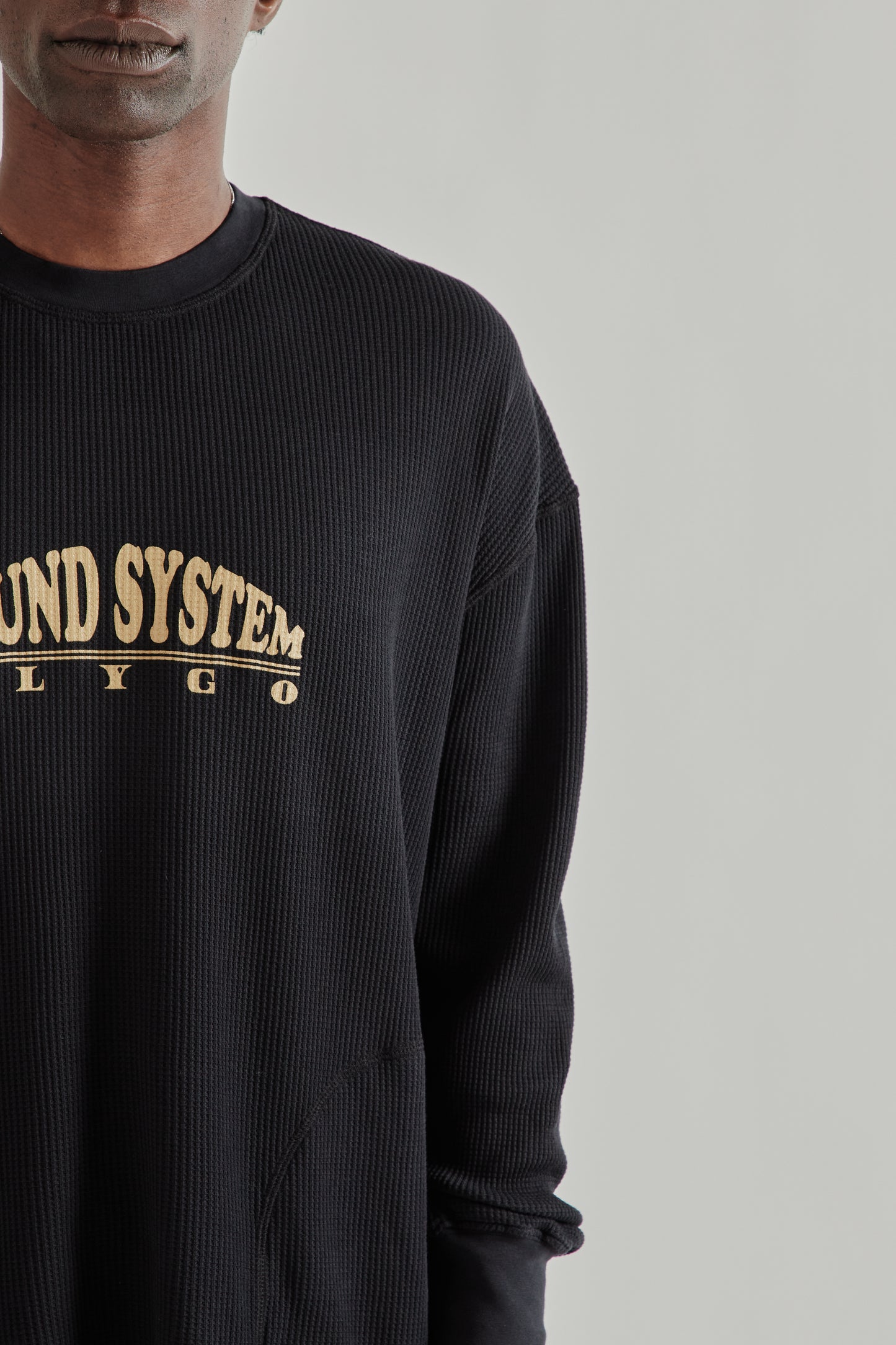 Slygo Waffle Crewneck - Black