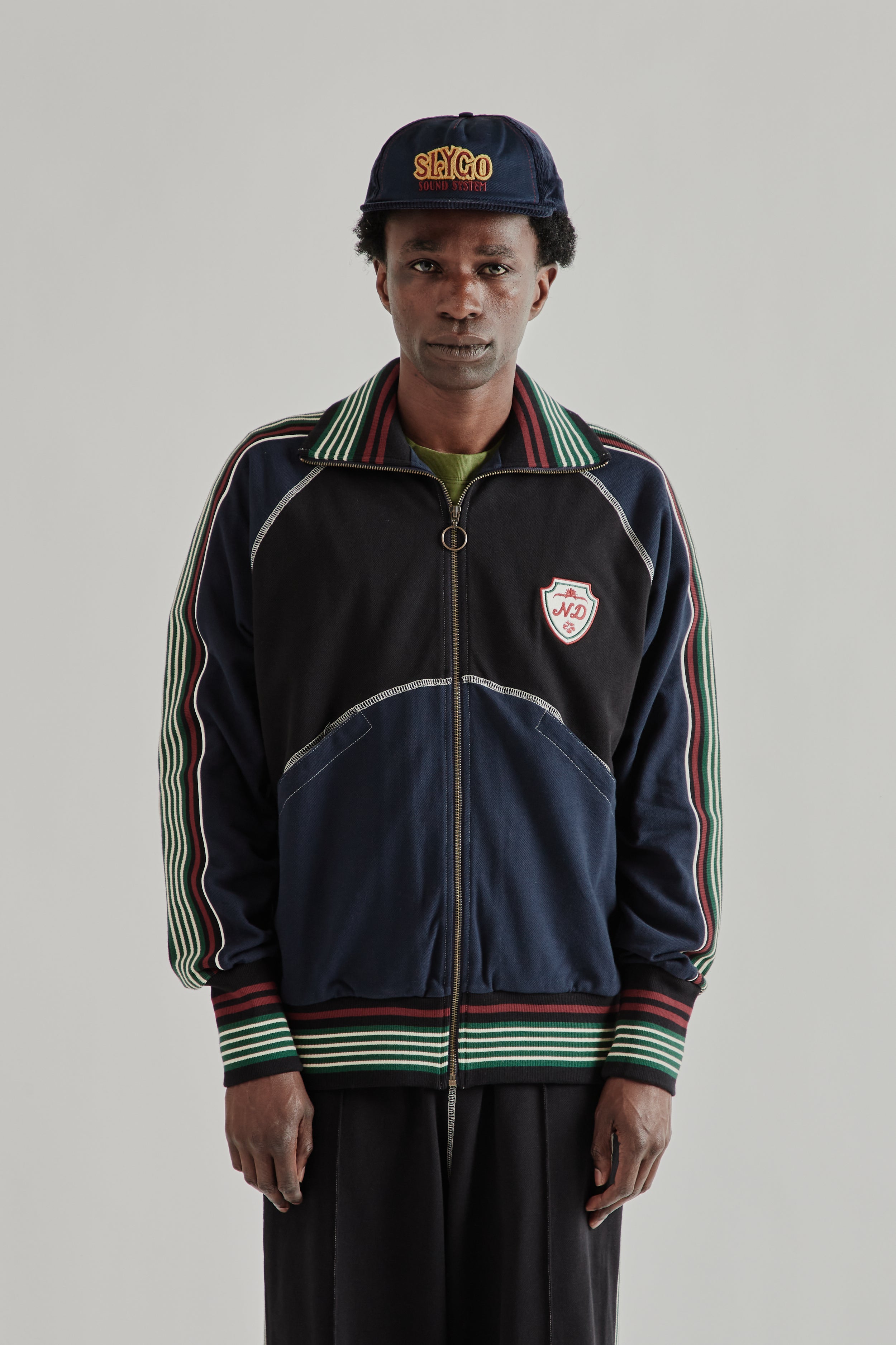 【23AW】NICHOLAS DALEY BIG MAC COAT BLACK Nicholas Daley Track Top - Black/Navy | Wallace Mercantile Shop