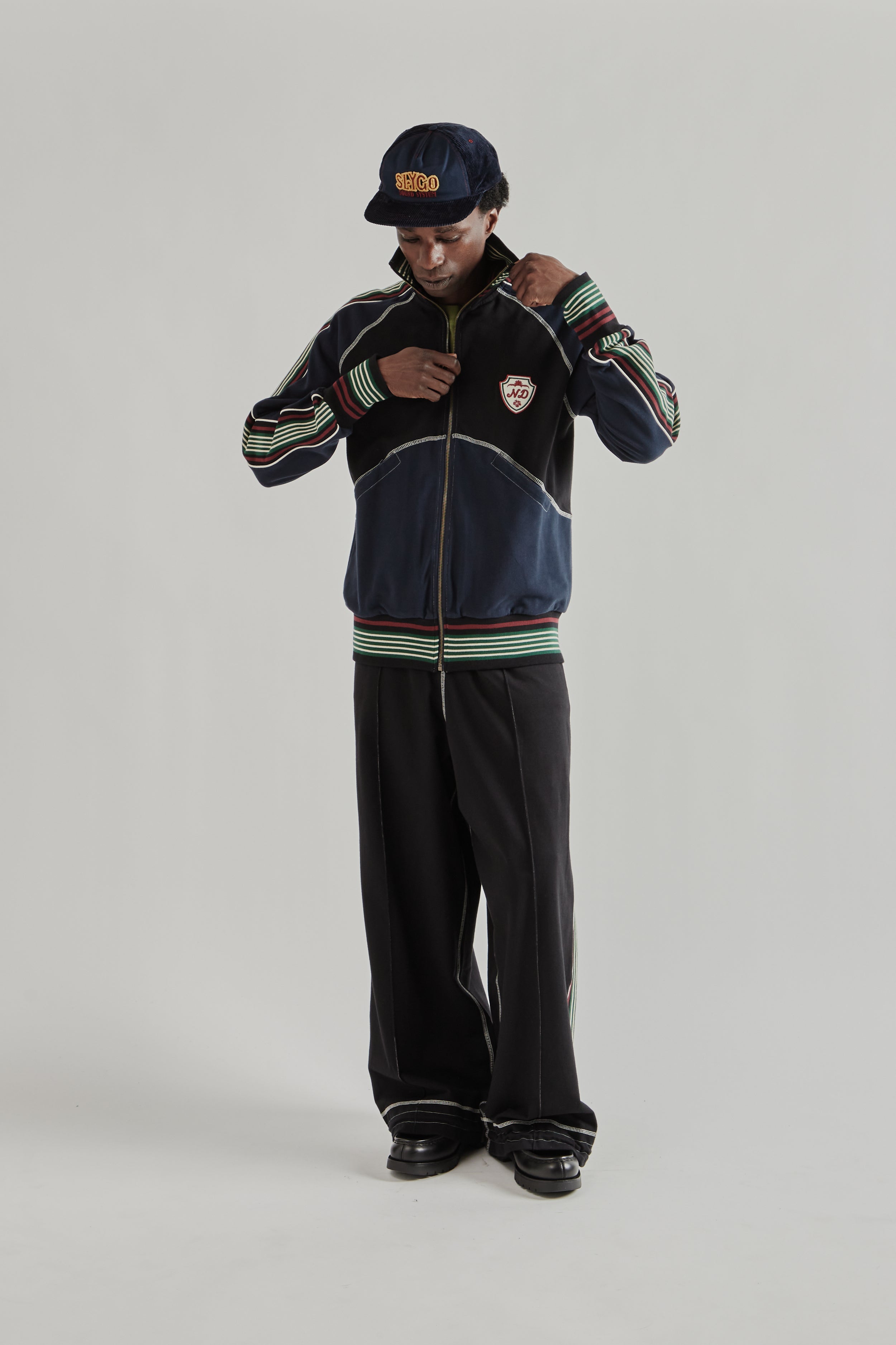 Nicholas Daley Track Top - Black/Navy | Wallace Mercantile Shop