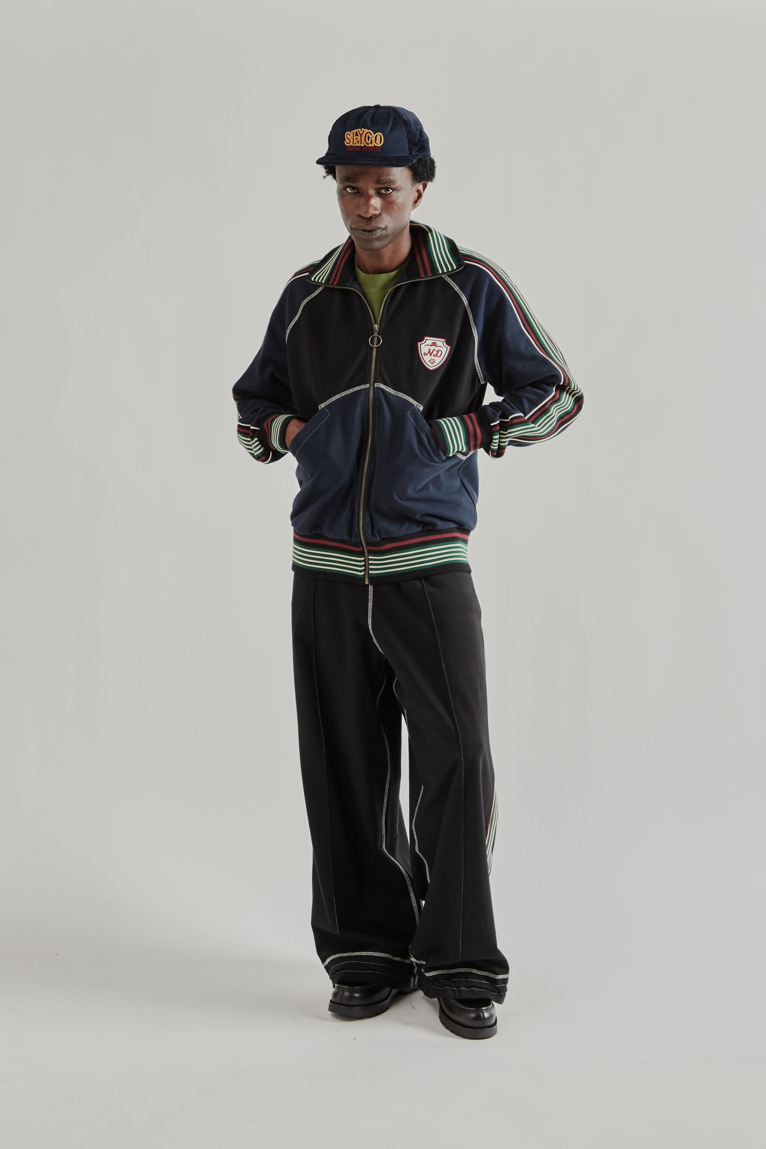 Nicholas Daley Track Top - Black/Navy | Wallace Mercantile Shop
