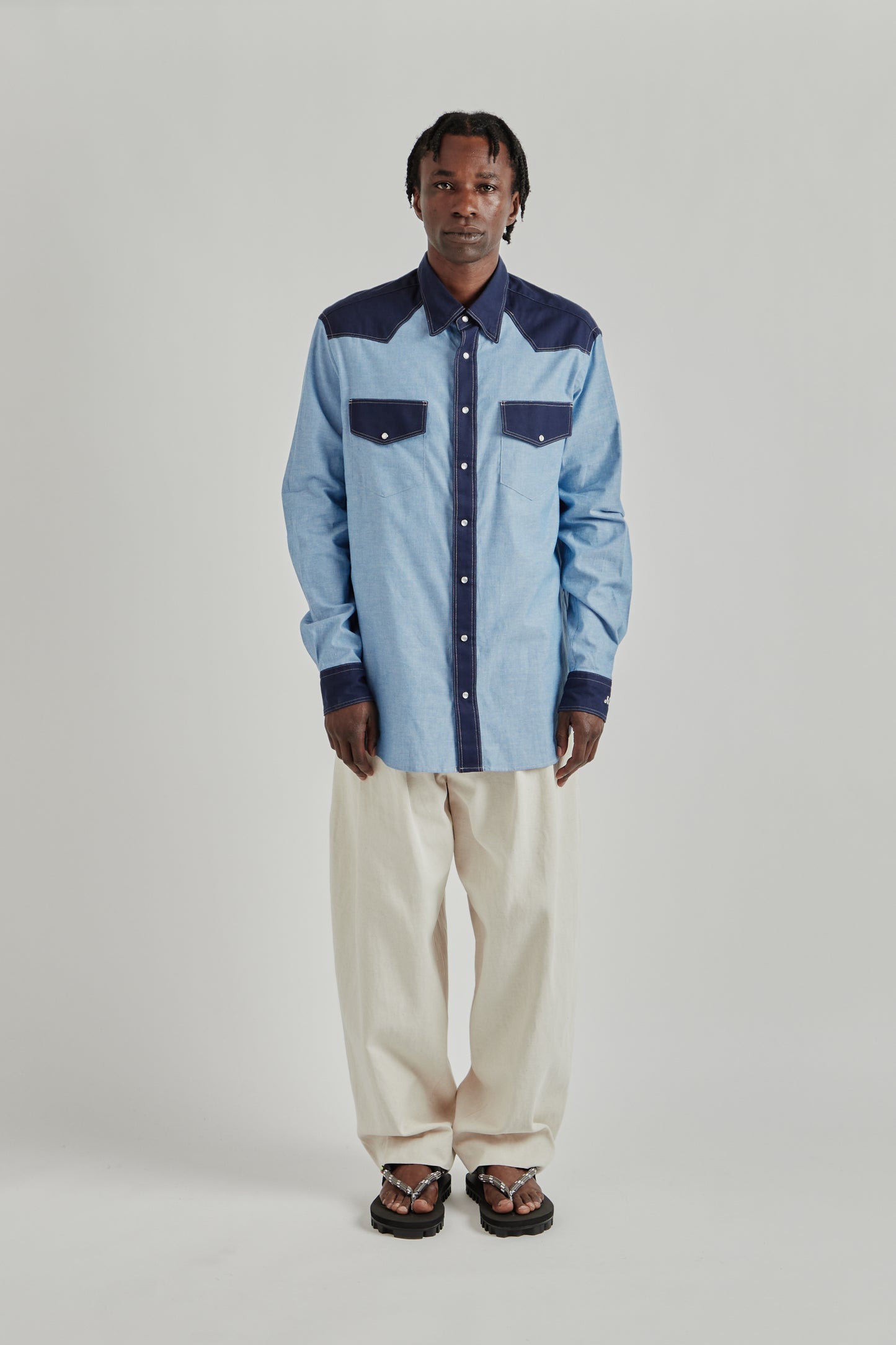 Nicholas Daley SS26 Western Shirt Navy1197