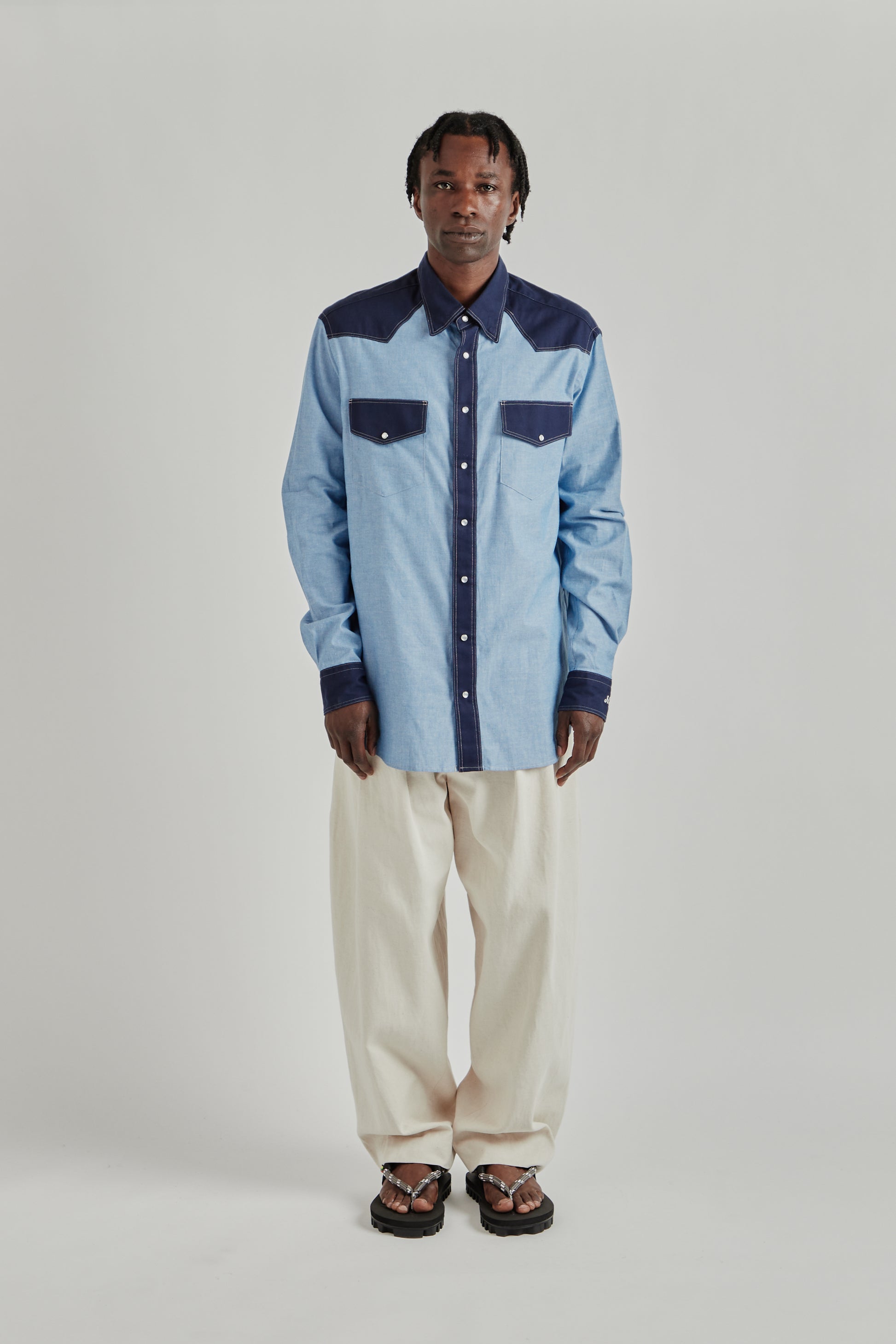 Nicholas Daley SS26 Western Shirt Navy1197