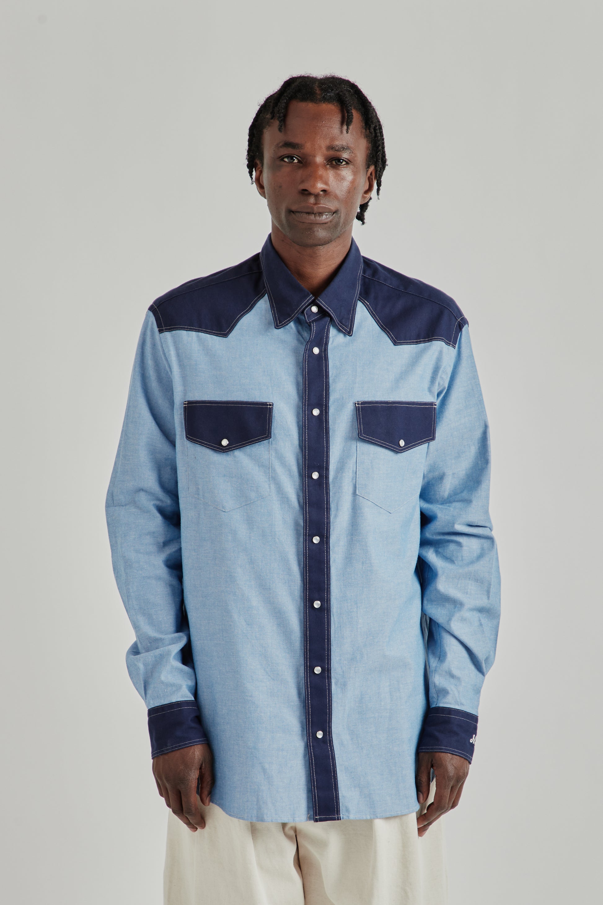 Nicholas Daley SS26 Western Shirt Navy1200