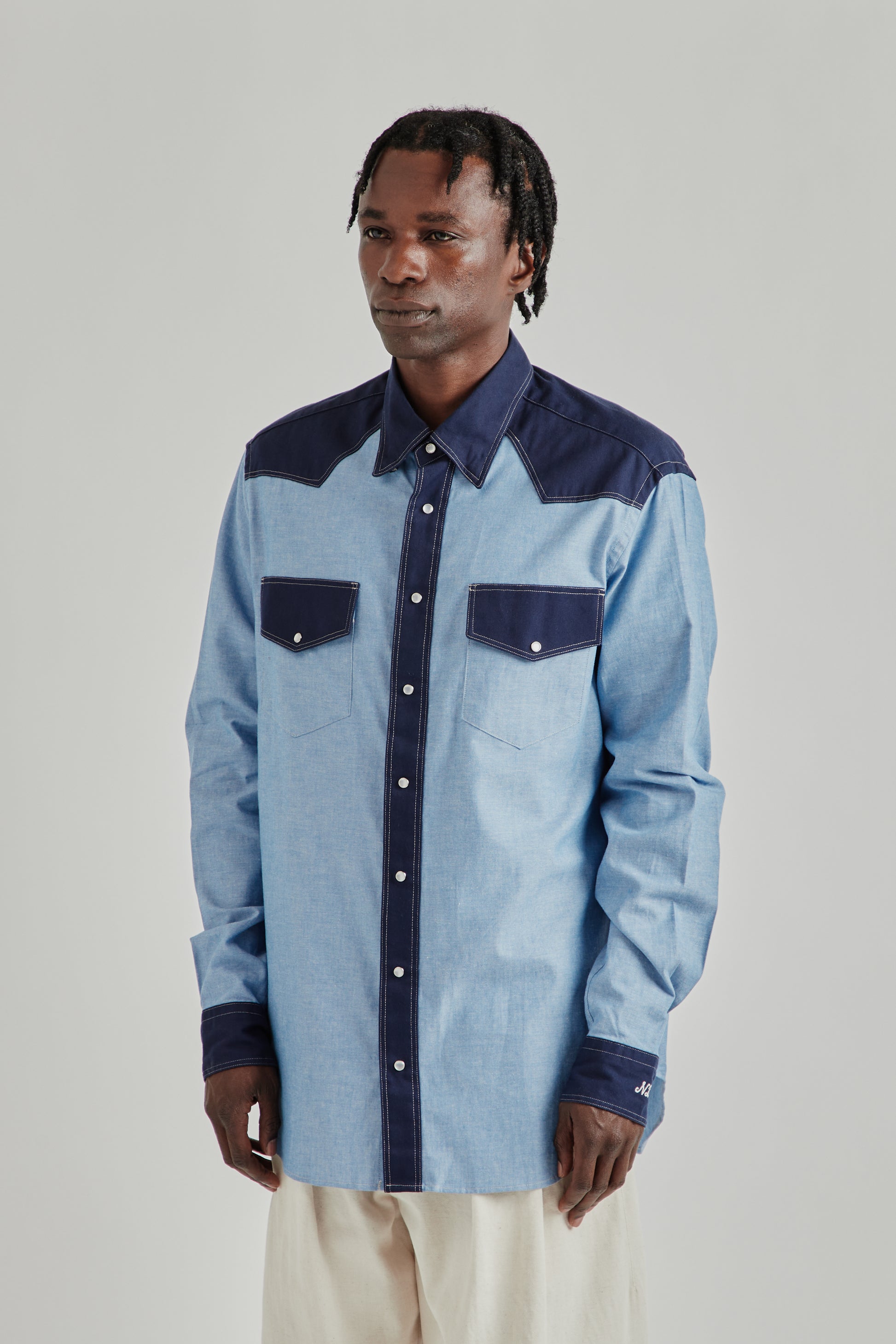 Nicholas Daley SS26 Western Shirt Navy1203