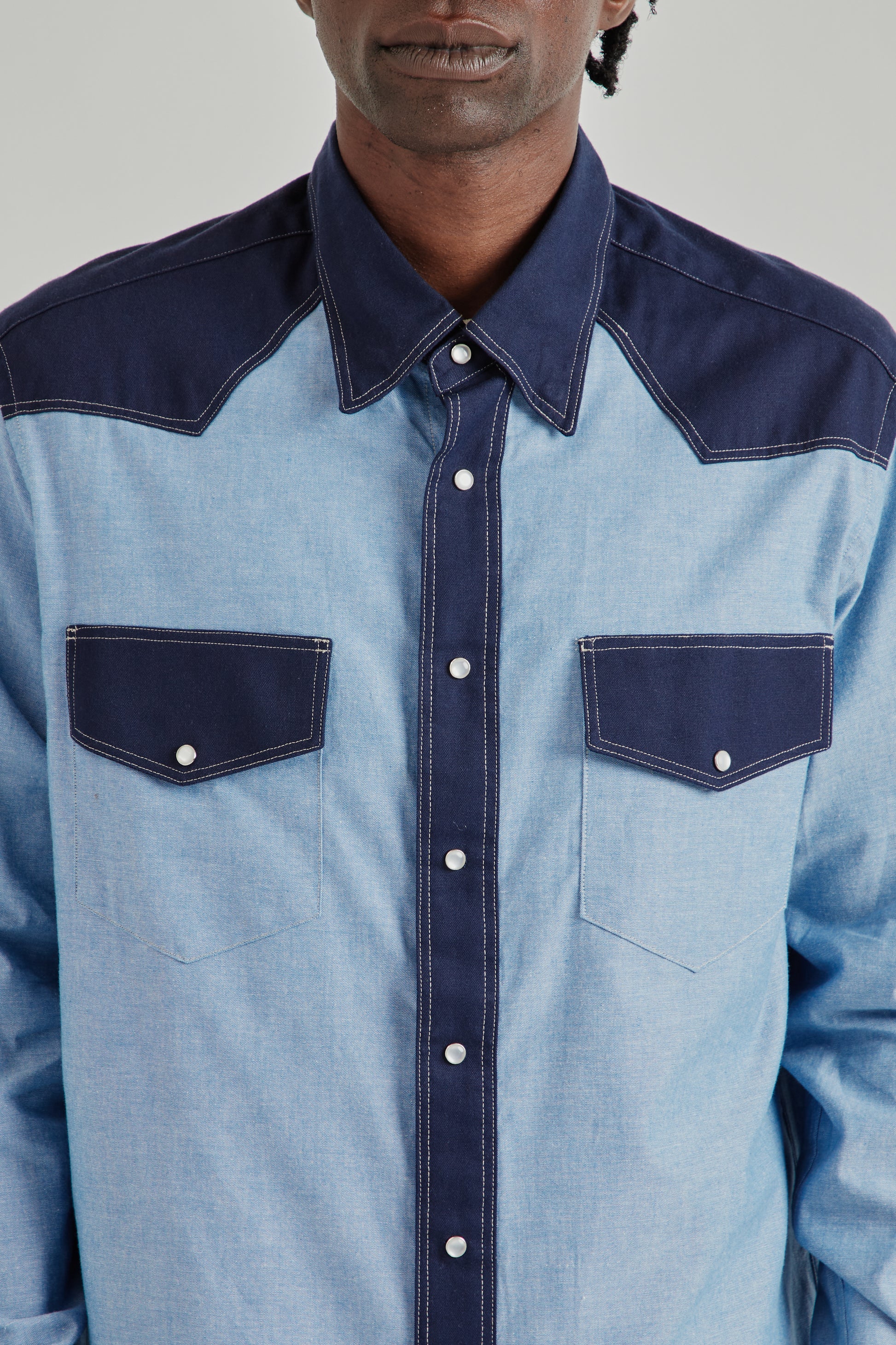 Nicholas Daley SS26 Western Shirt Navy1210