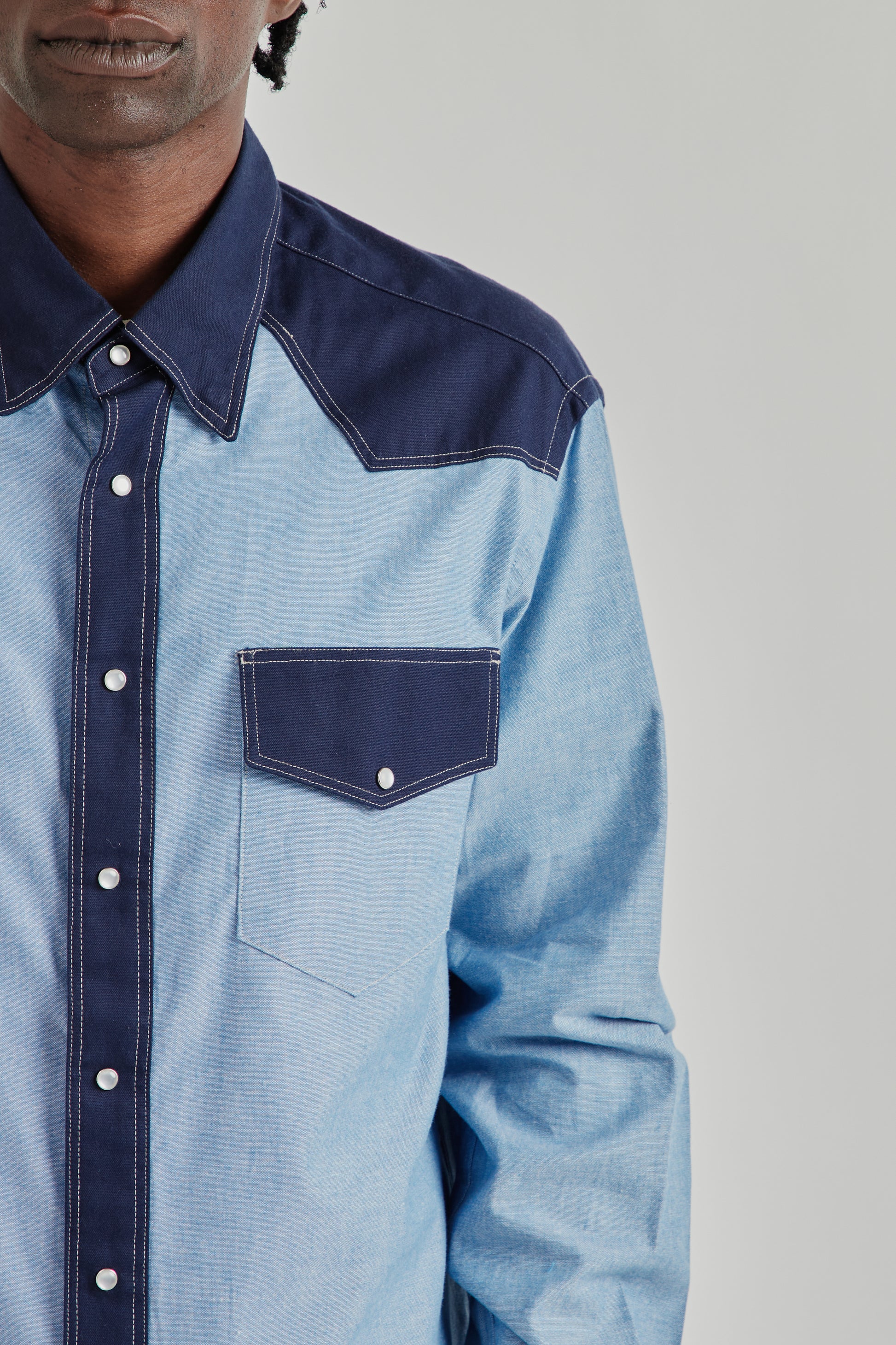 Nicholas Daley SS26 Western Shirt Navy1211