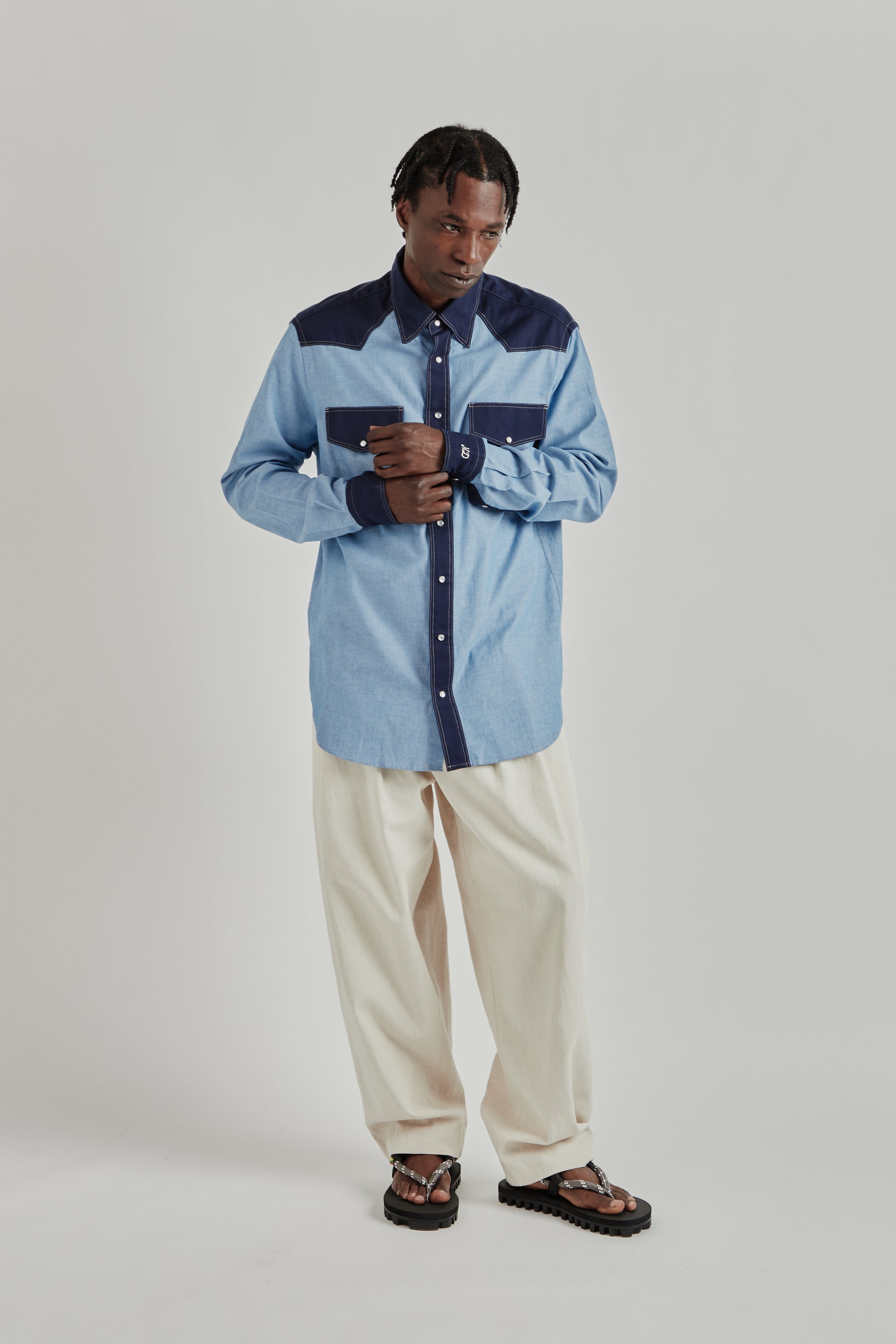 Nicholas Daley SS26 Western Shirt Navy1214