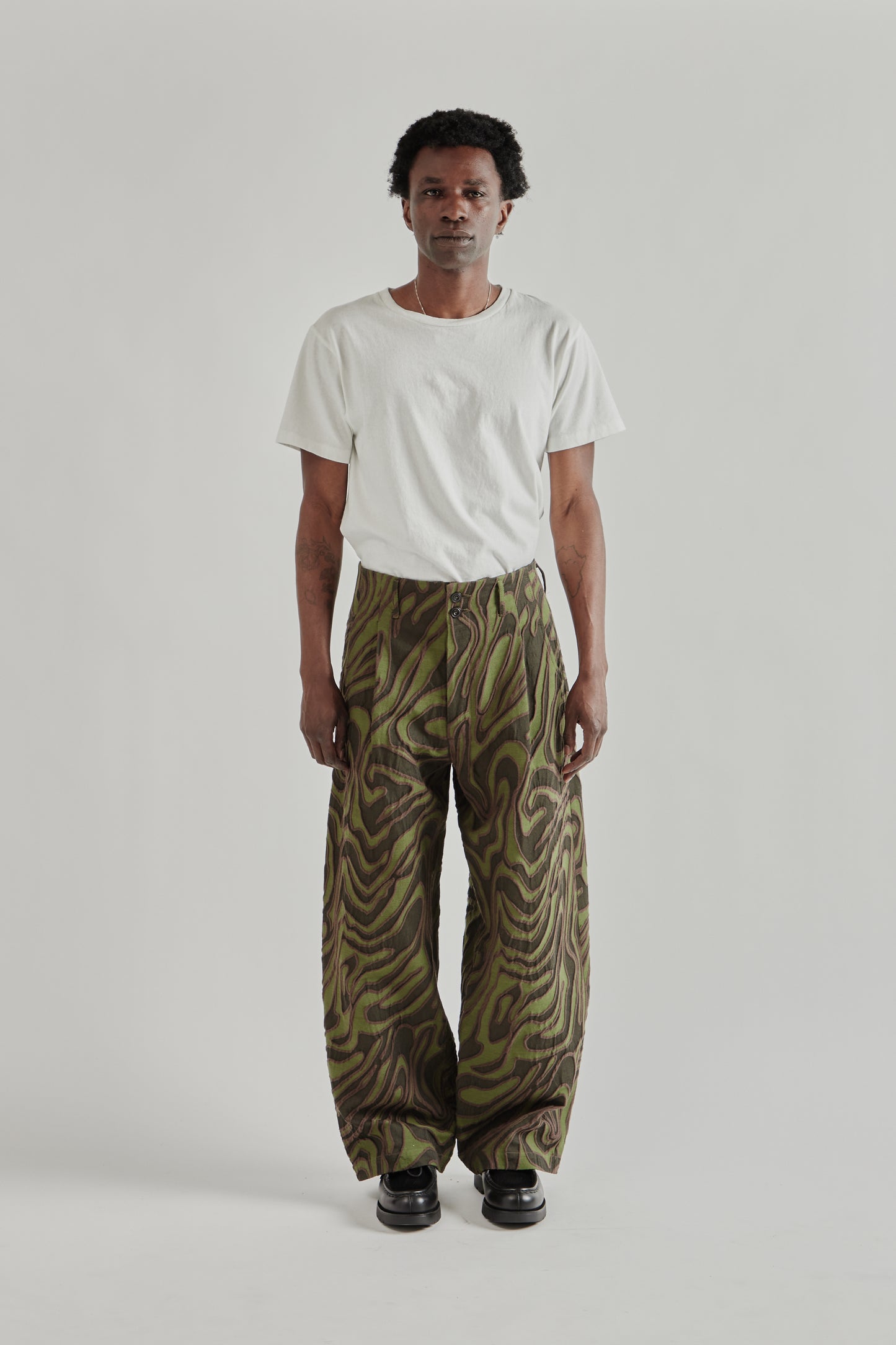 Wide Leg Pleated Trouser - Olive