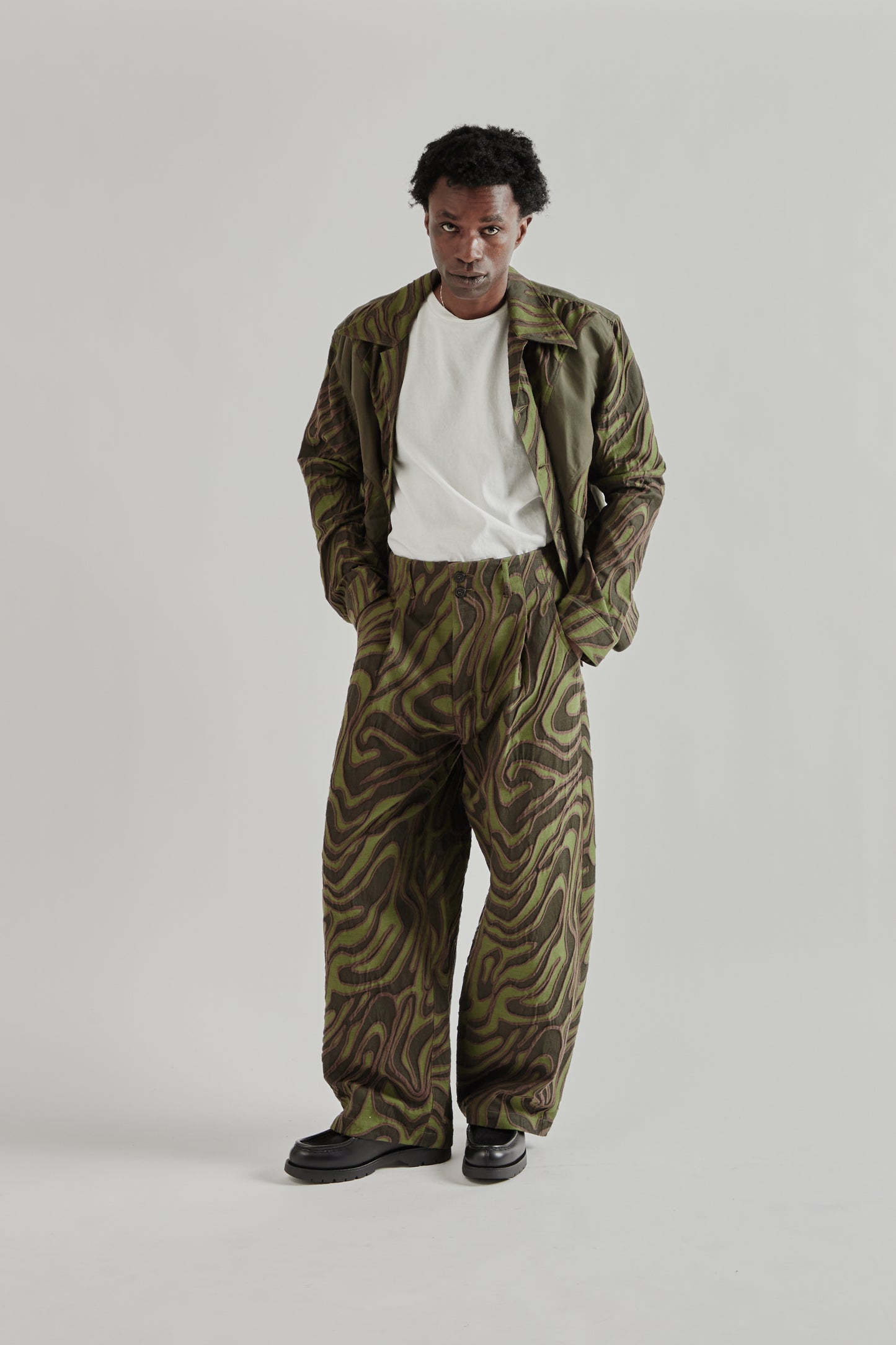 Wide Leg Pleated Trouser - Olive