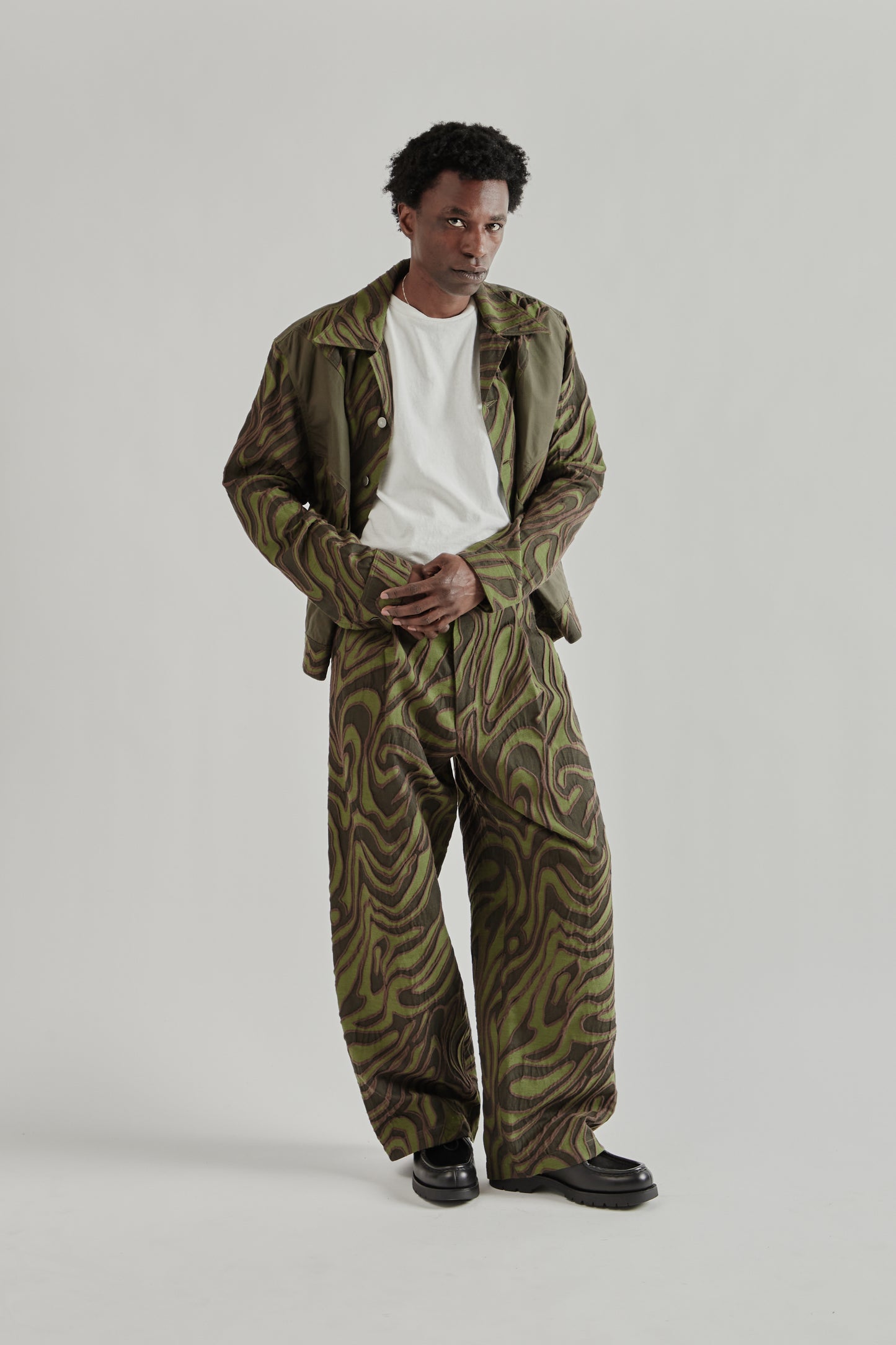 Wide Leg Pleated Trouser - Olive