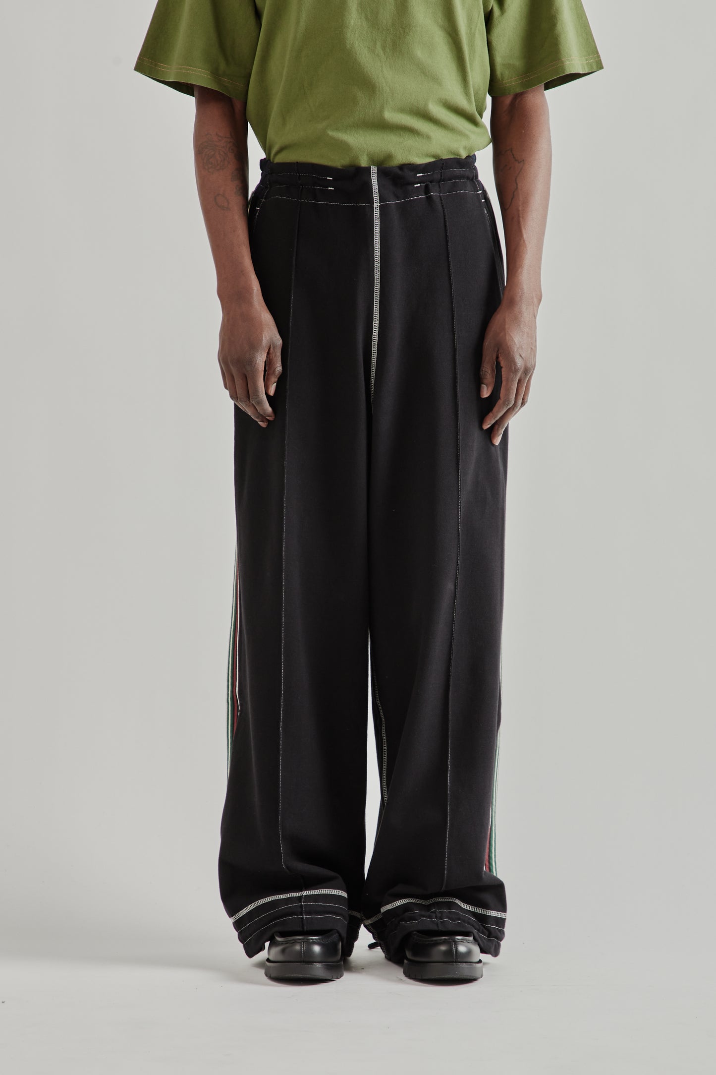 Wide Leg Track Pant - Black/Navy
