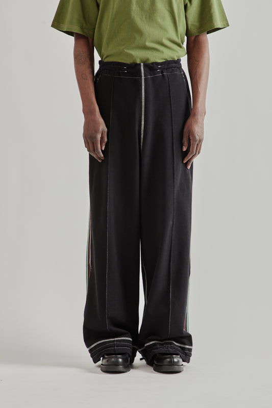 Wide Leg Track Pant - Black/Navy