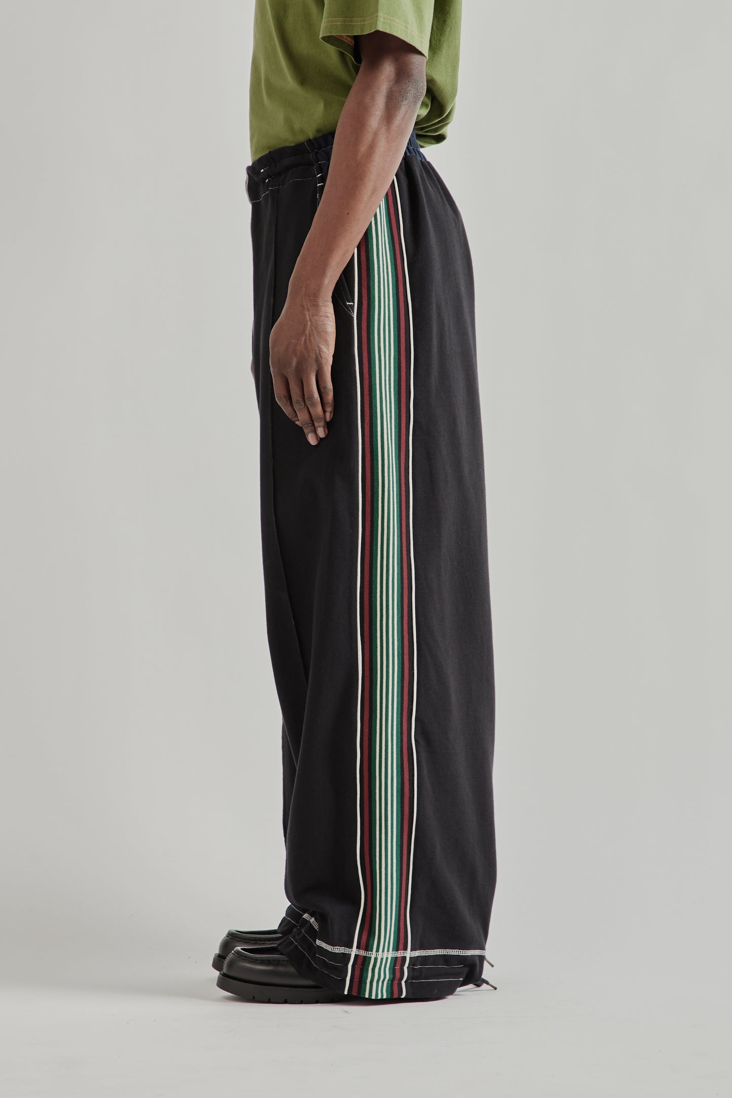 Wide Leg Track Pant - Black/Navy