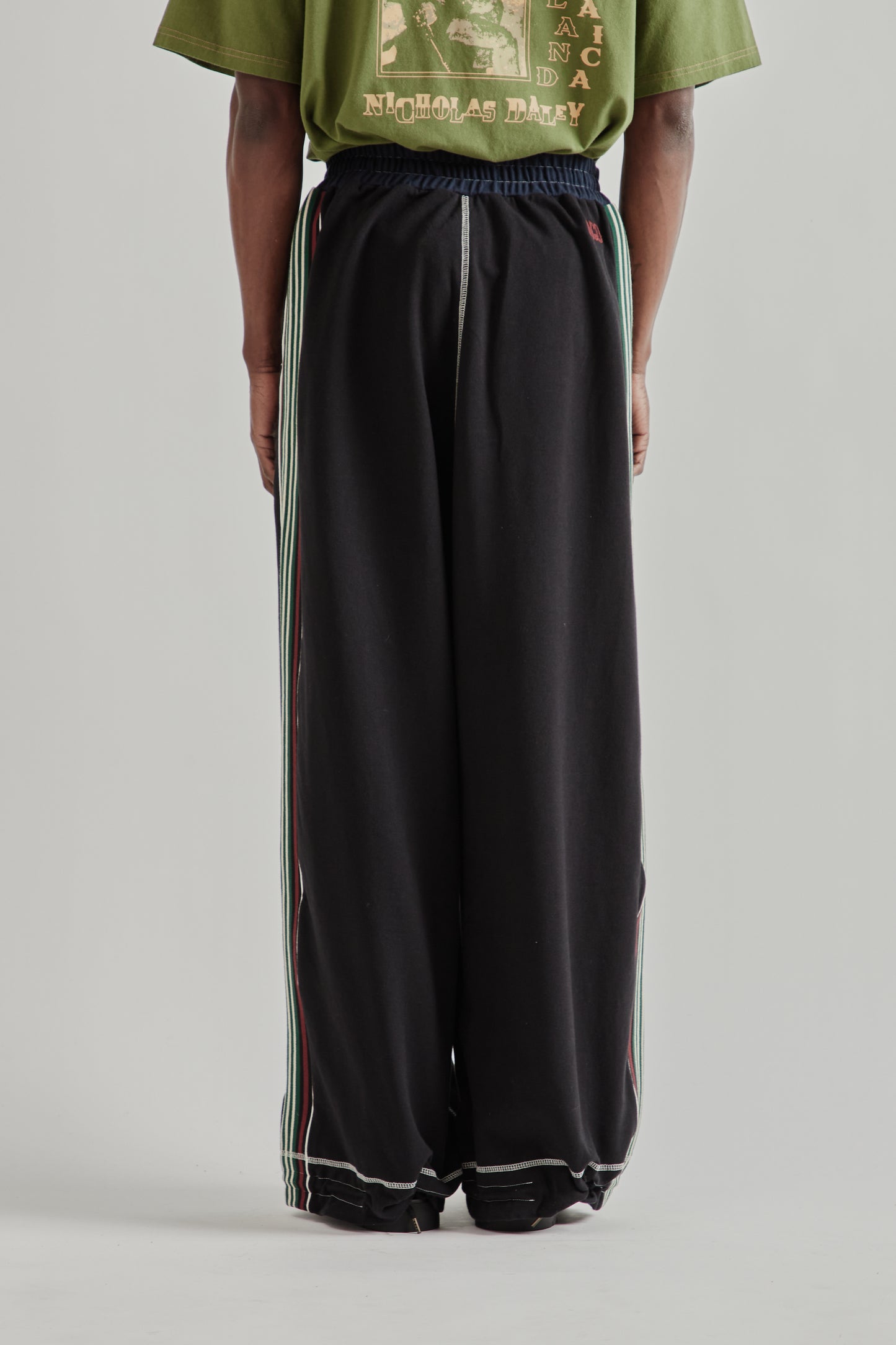 Wide Leg Track Pant - Black/Navy