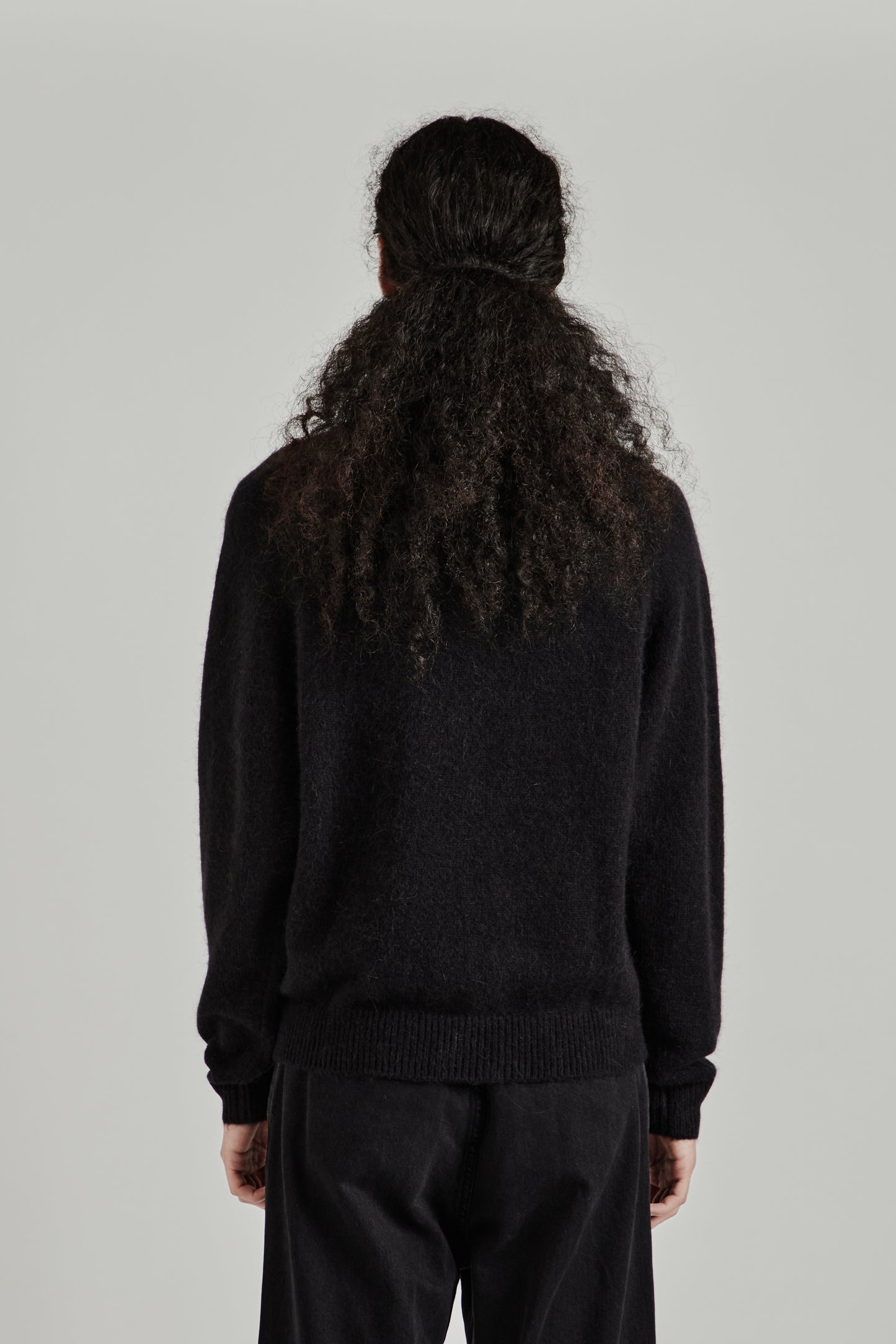 Double Button Alpaca Hood - Black