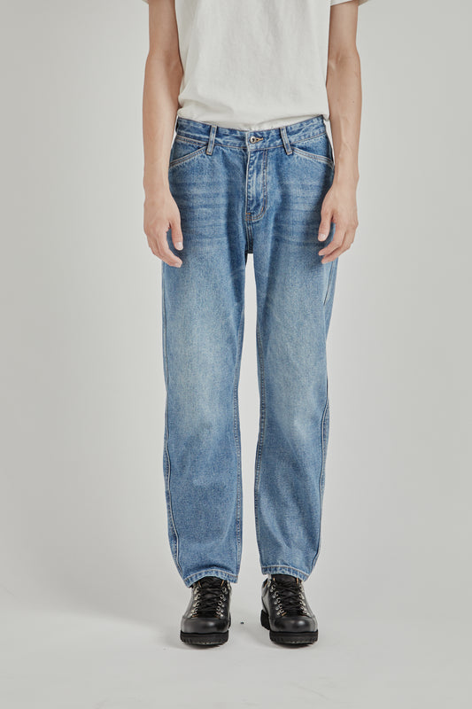 Straight Leg Denim - Washed Indigo