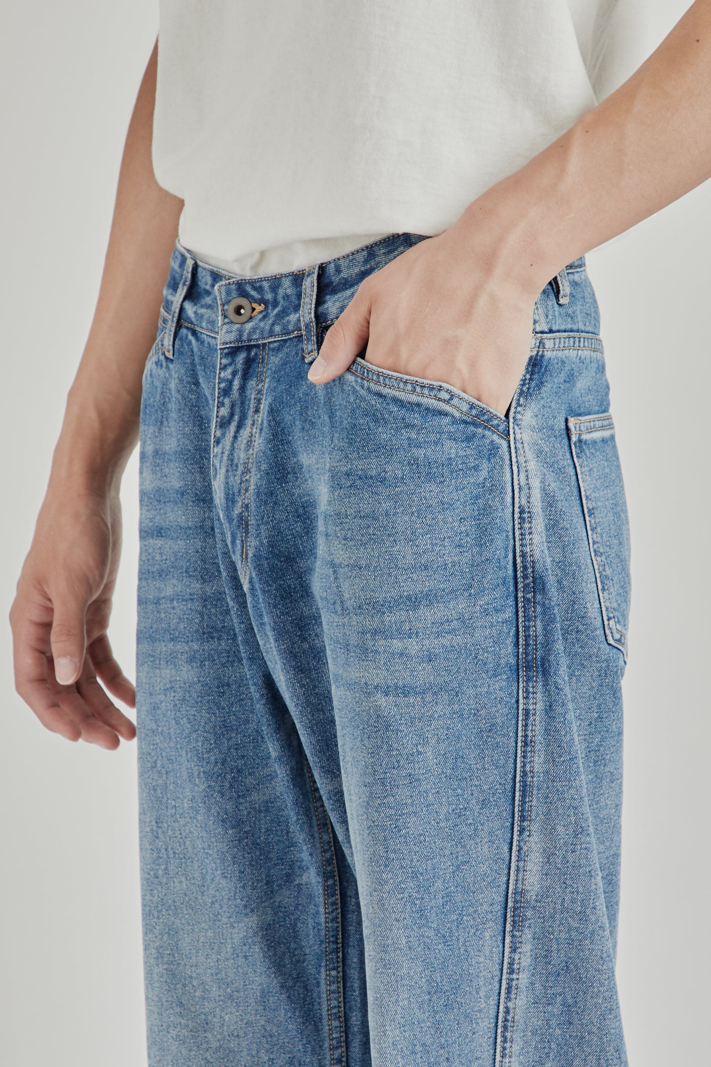 Straight Leg Denim - Washed Indigo